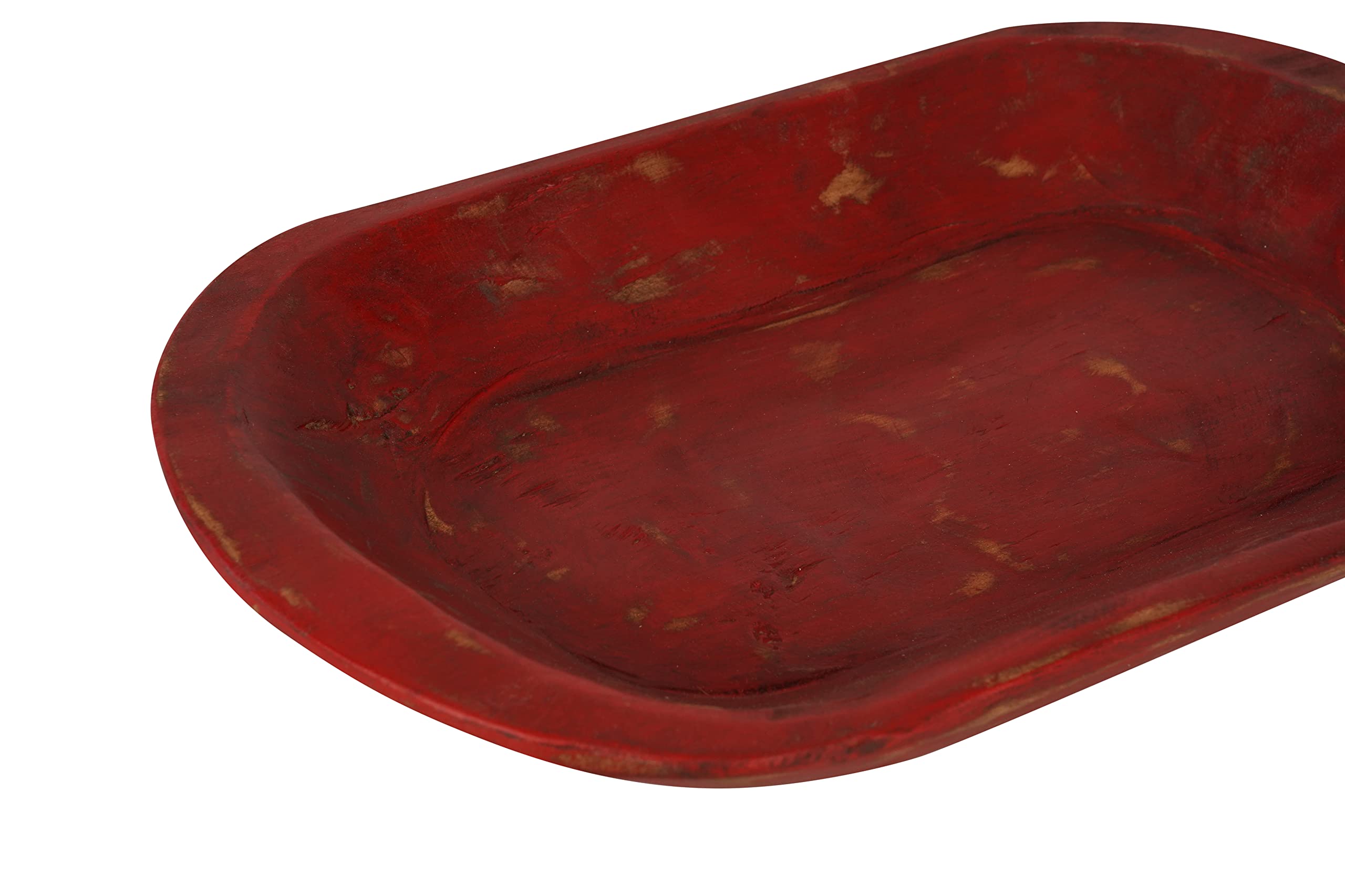 Rustic Wooden Dough Bowl - Handcrafted Farmhouse Bread Making Tray - Perfect for Baking, Serving & Home Decor (Red)