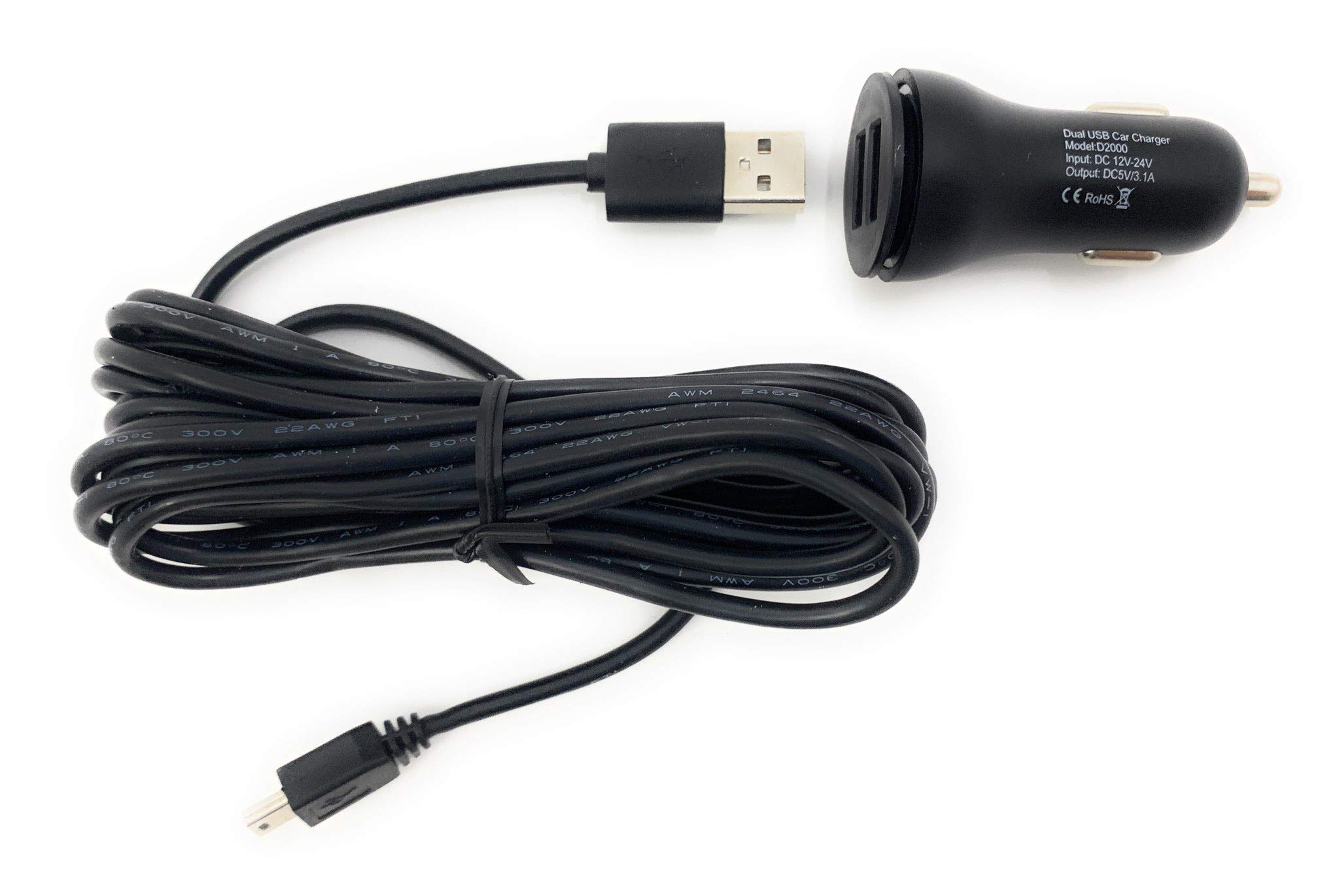 VIOFO Dual USB Car Charger Adapter for Mini-USB Dash Cam - Fast Charging for Dash Cams & Smartphones While Driving