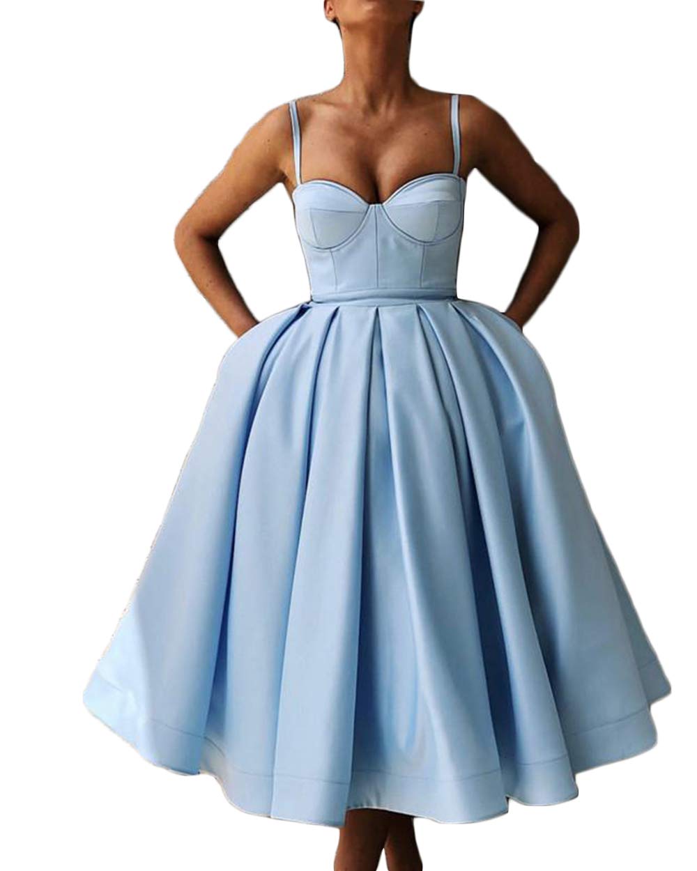 Elegant Backless Women's Prom Dress with Pockets - Sexy Straps Homecoming Party Gown for Evening Events & Special Occasions