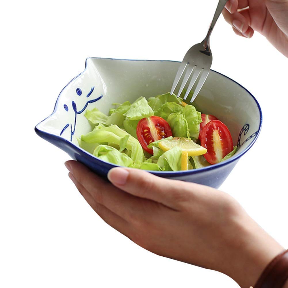 Colorful Ceramic Animal Bowls Set - 4 Sizes for Cereal, Soup, Salad, Ice Cream & Fruit | Hand-Painted Underglaze Tableware for Kids & Adults | Perfect for Breakfast, Snacks, Parties & Home Decor