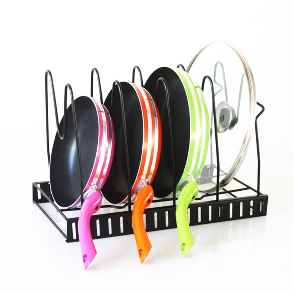 5-Layer Stainless Steel Pan Organizer - Adjustable Kitchen Cookware Storage Rack for Pots, Pans & Cutting Boards | Space-Saving Cabinet Shelf Accessory for Small Kitchens & RV Cooking