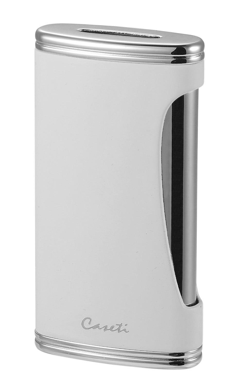 Caseti BigFlat White Cigar Lighter - Windproof Jet Flame Butane Lighter for Cigars, Cigarettes & Outdoor Use - Perfect for Smoking, Camping & Gifts