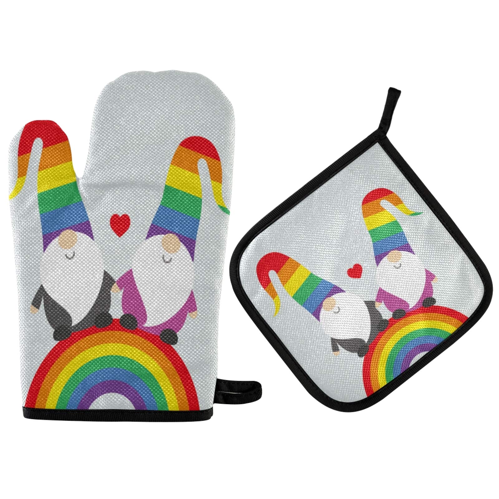 **LGBT Pride Rainbow Oven Mitts and Pot Holders Set – Heat Resistant Kitchen Gloves for Baking, Cooking & BBQ – Perfect for Valentine's Day & LGBTQ+ Celebrations**    *(Use: Protect hands while cooking, baking, or grilling—ideal for Pride Month, Valentine's gifts, or everyday kitchen use!)*