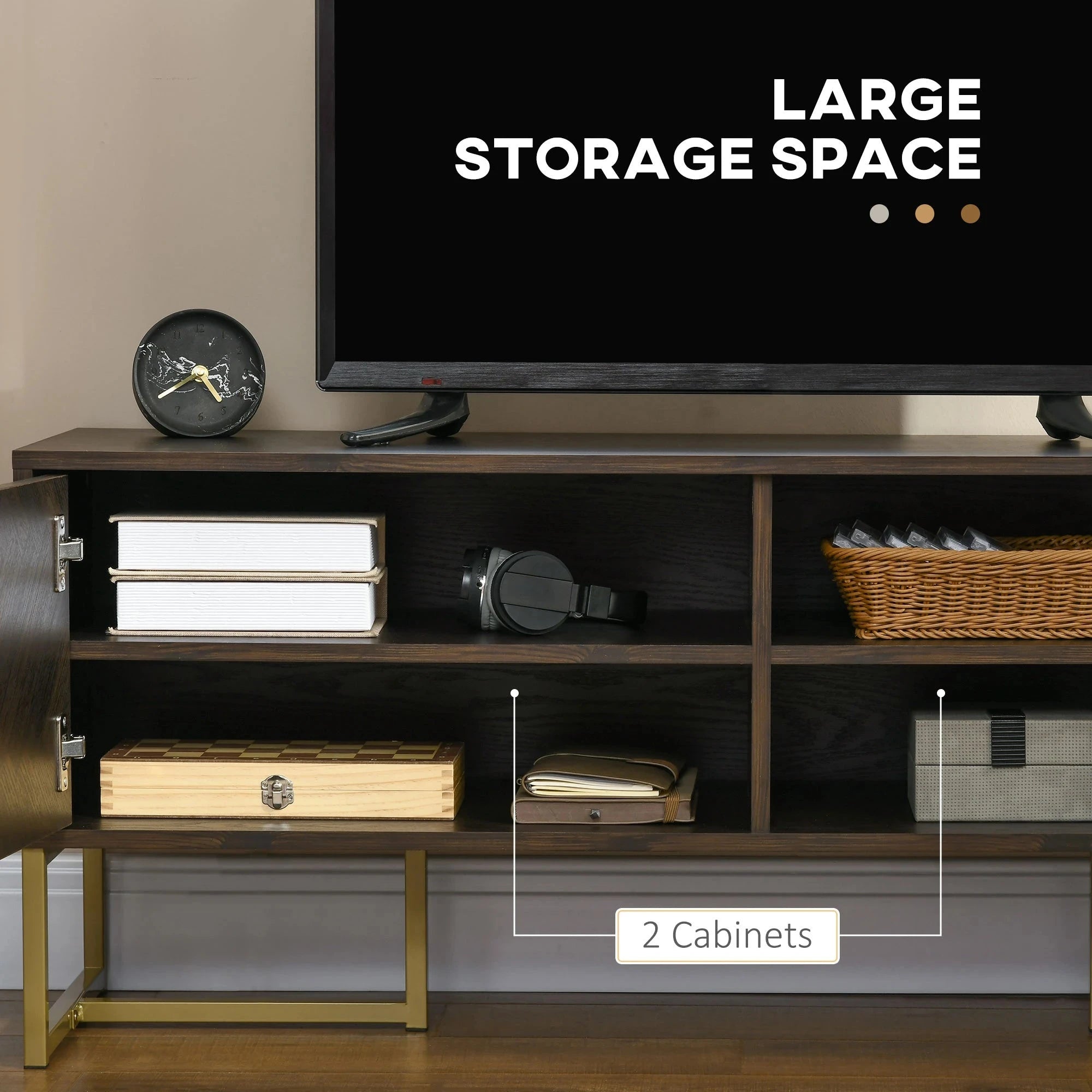 55 Inch TV Stand with 2 Door Storage Cabinets, Adjustable Shelves & Cable Management - Perfect for Living Room, Bedroom & Home Theater Setup