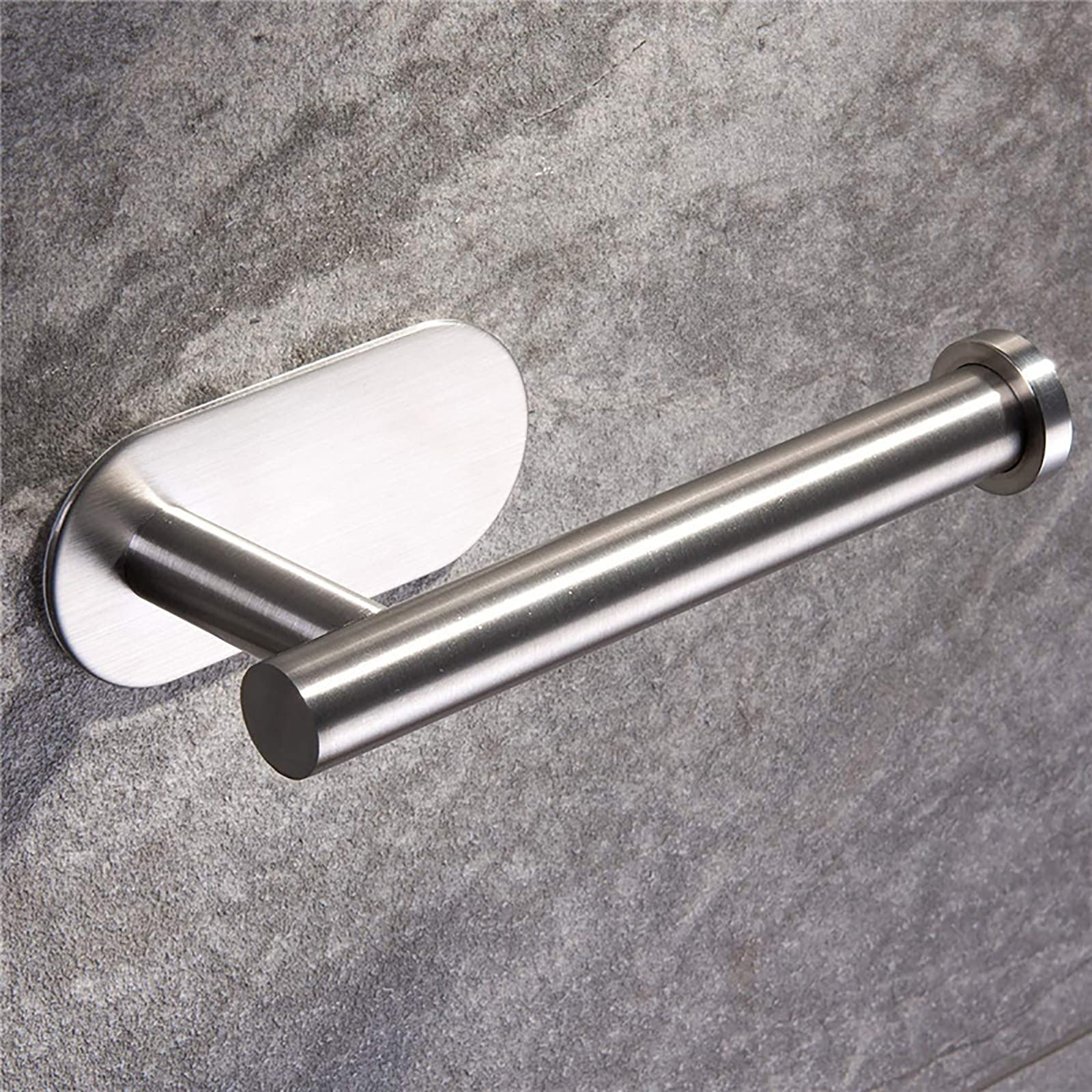 No Drill Self Adhesive Toilet Paper Holder - Stainless Steel Brushed Bathroom Tissue Roll Mount (Silver) | Space Saving Solution for Small Bathrooms & RVs