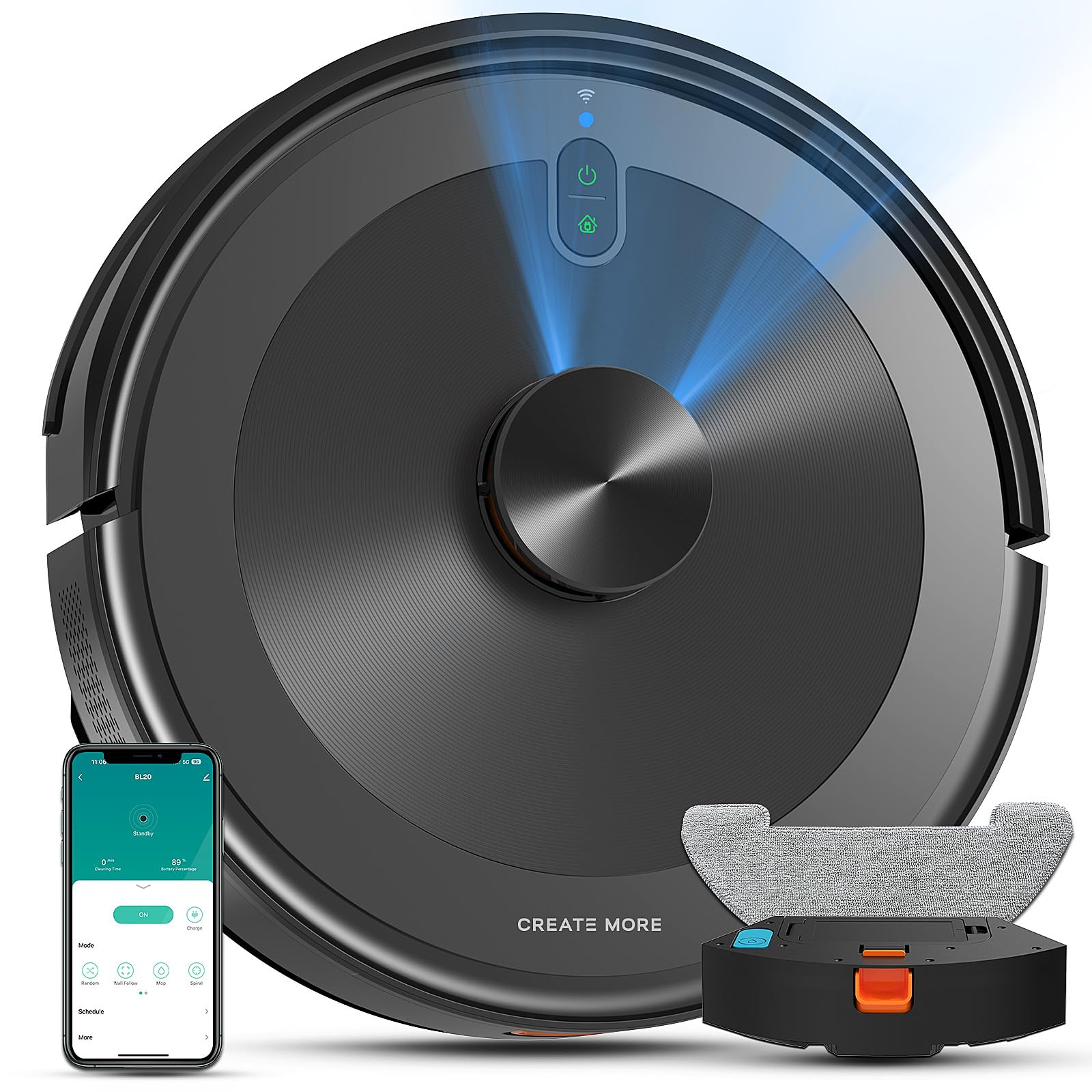 Bagotte Robot Vacuum and Mop Combo with LiDAR Navigation - 4000Pa Strong Suction, Smart Mapping & No-Go Zones - Ideal for Pet Hair, Hard Floors & Carpets - Perfect for Home Cleaning, Office Spaces & Large Areas