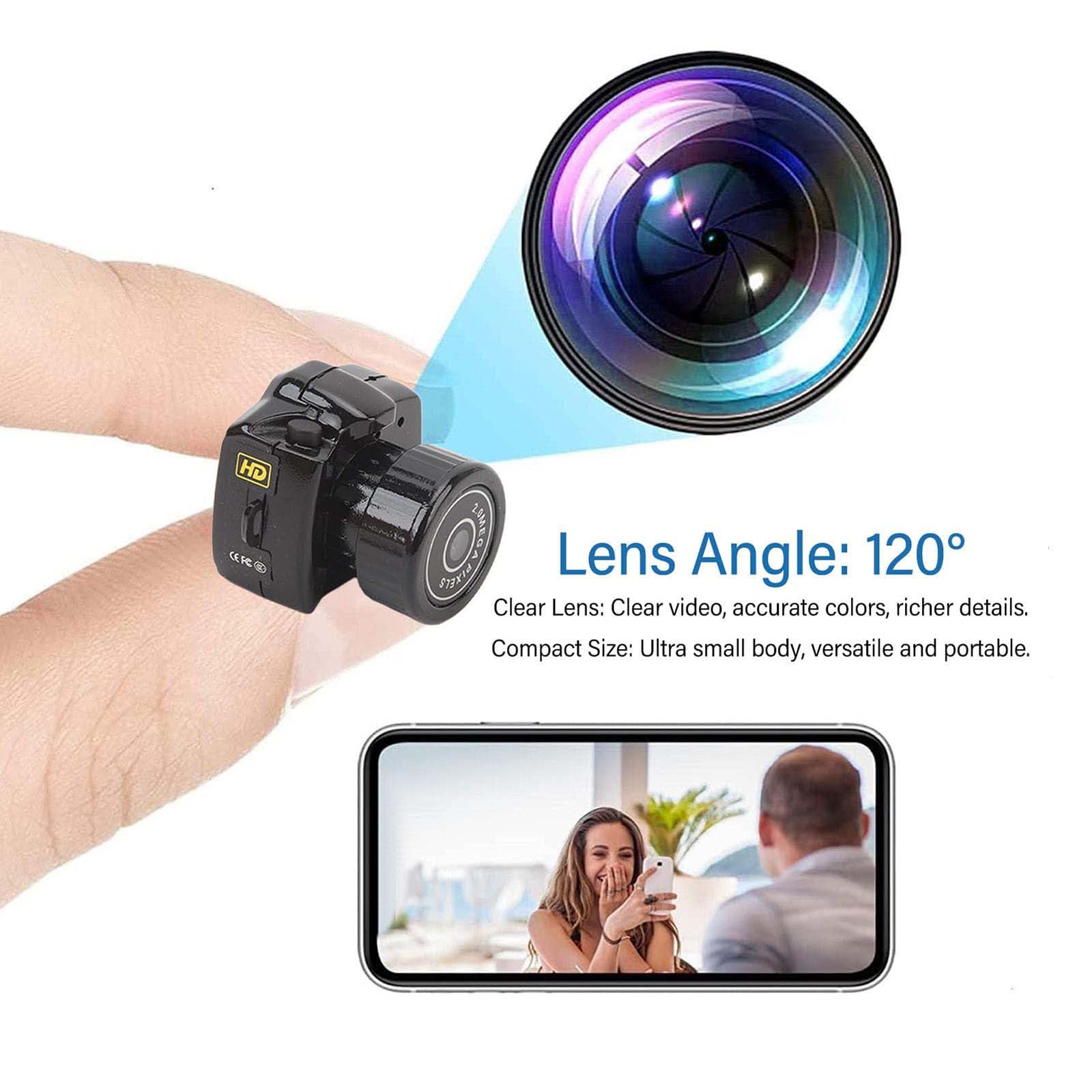 EJIMUQO 1080P HD Mini Keychain Camera - Portable Sports Camera with 100 Mins Battery Life, No Memory Card Needed (Black) - Perfect for Travel, Outdoor Adventures & Secret Recording