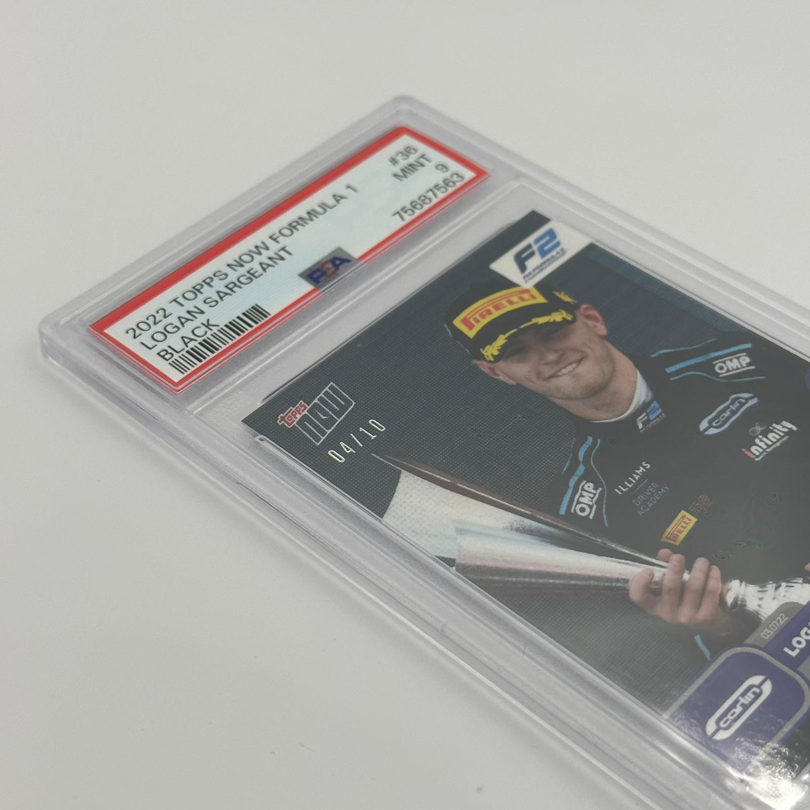 PSA 9 Graded Logan Sargeant Rookie Card #36 Black Parallel - 4/10 Limited Edition - Perfect for F1 Racing Collectors & Autograph Display Cases