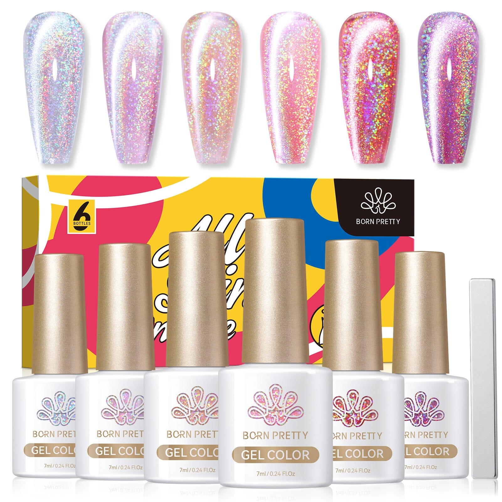 6 Colors Pink Cat Magnetic Gel Polish Set - Iridescent Ceramic Nail Polish 7ml for Manicure & Nail Art - Perfect for Salon, Home Use & Gifts