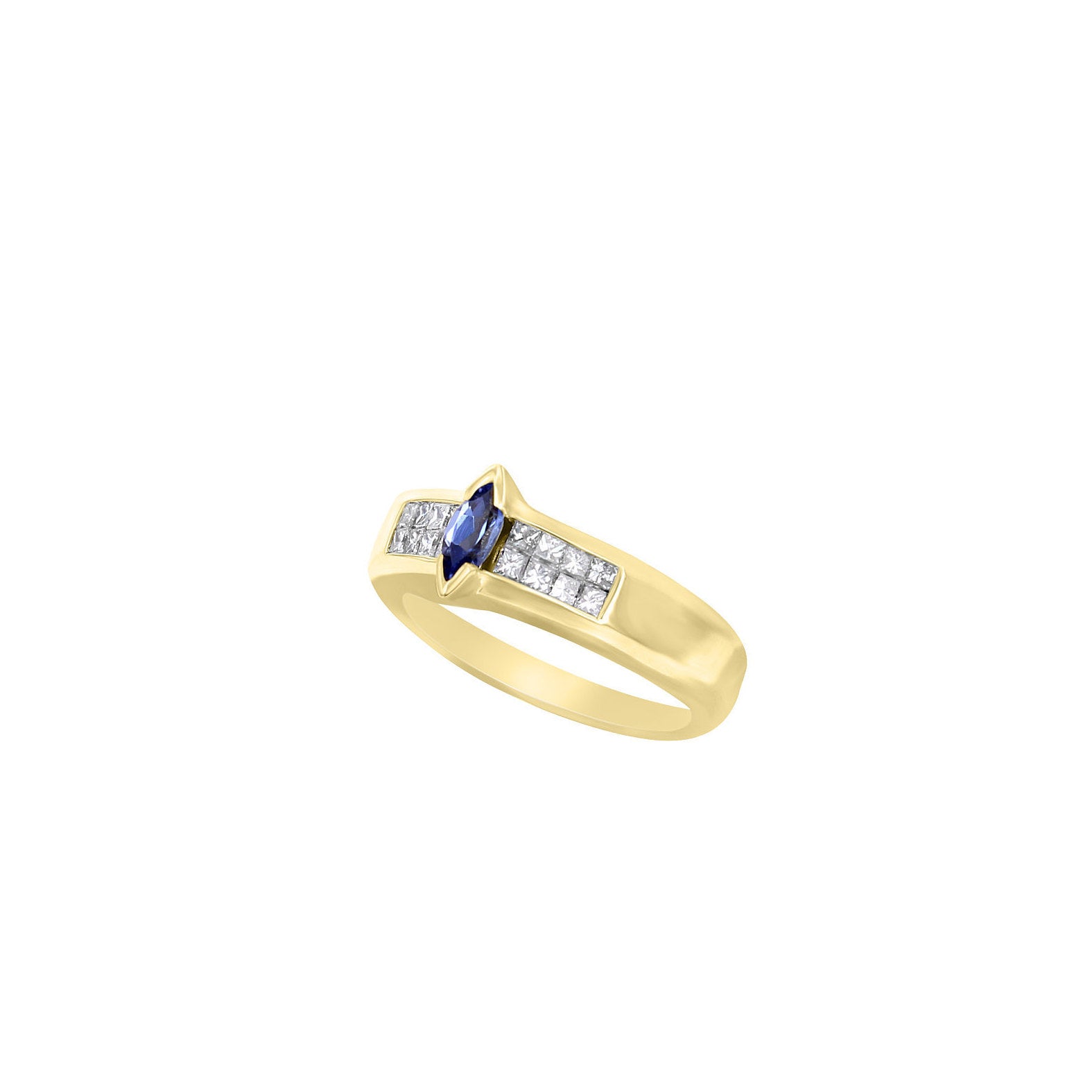 0.40cttw Diamond & Marquise Sapphire Ring in 14K Yellow Gold - Elegant Jewelry for Weddings, Anniversaries & Special Occasions