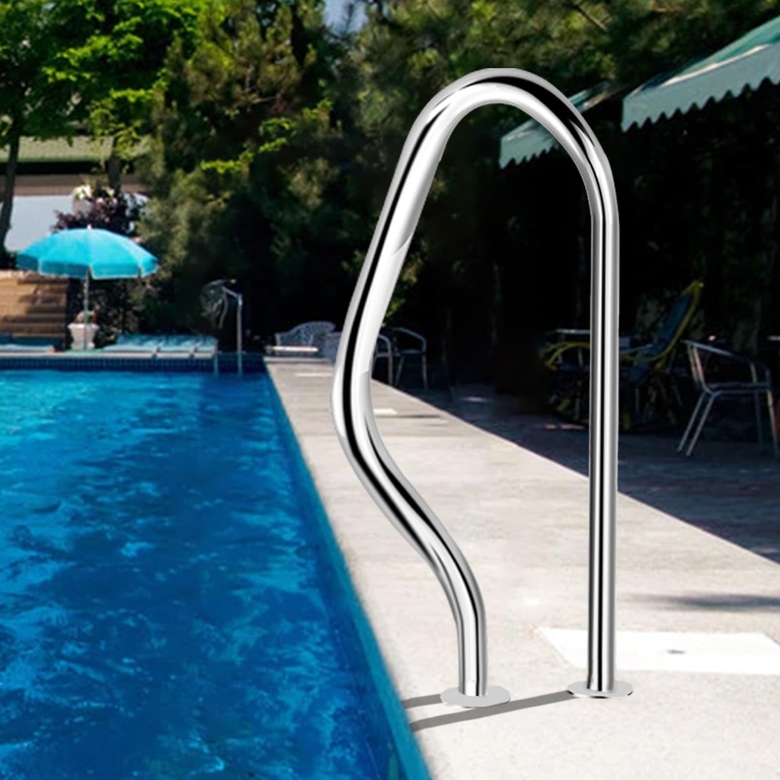 304 Stainless Steel Pool Handrail & Spa Stair Railing - 47x80cm Inground Pool Grab Bar with 330lbs Load Capacity - Perfect for Safe Entry/Exit & Poolside Support