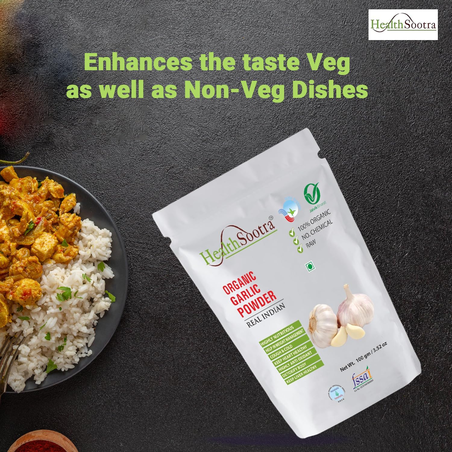Organic Garlic Powder (500g) - 5 x 100g Packs | Additive-Free, Pure & Nutrient-Rich Culinary Seasoning | Instant Garlic Flavor for Cooking, Baking & Meal Prep | Vegan, Gluten-Free Spice for Soups, Sauces & Marinades