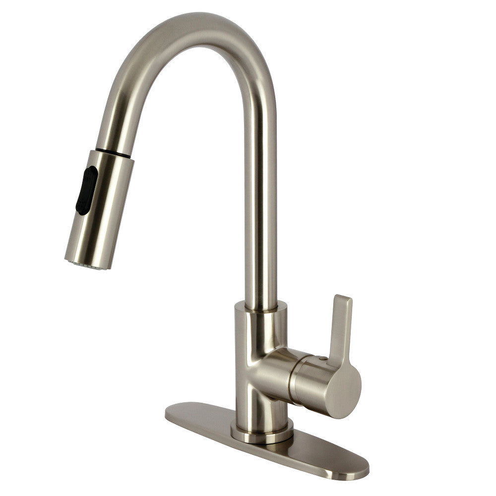Gourmetier LS8783CTL Single Handle Pull Down Kitchen Faucet with High Arc Spout - Modern Brushed Nickel Finish for Sink, Dishwashing & Food Prep