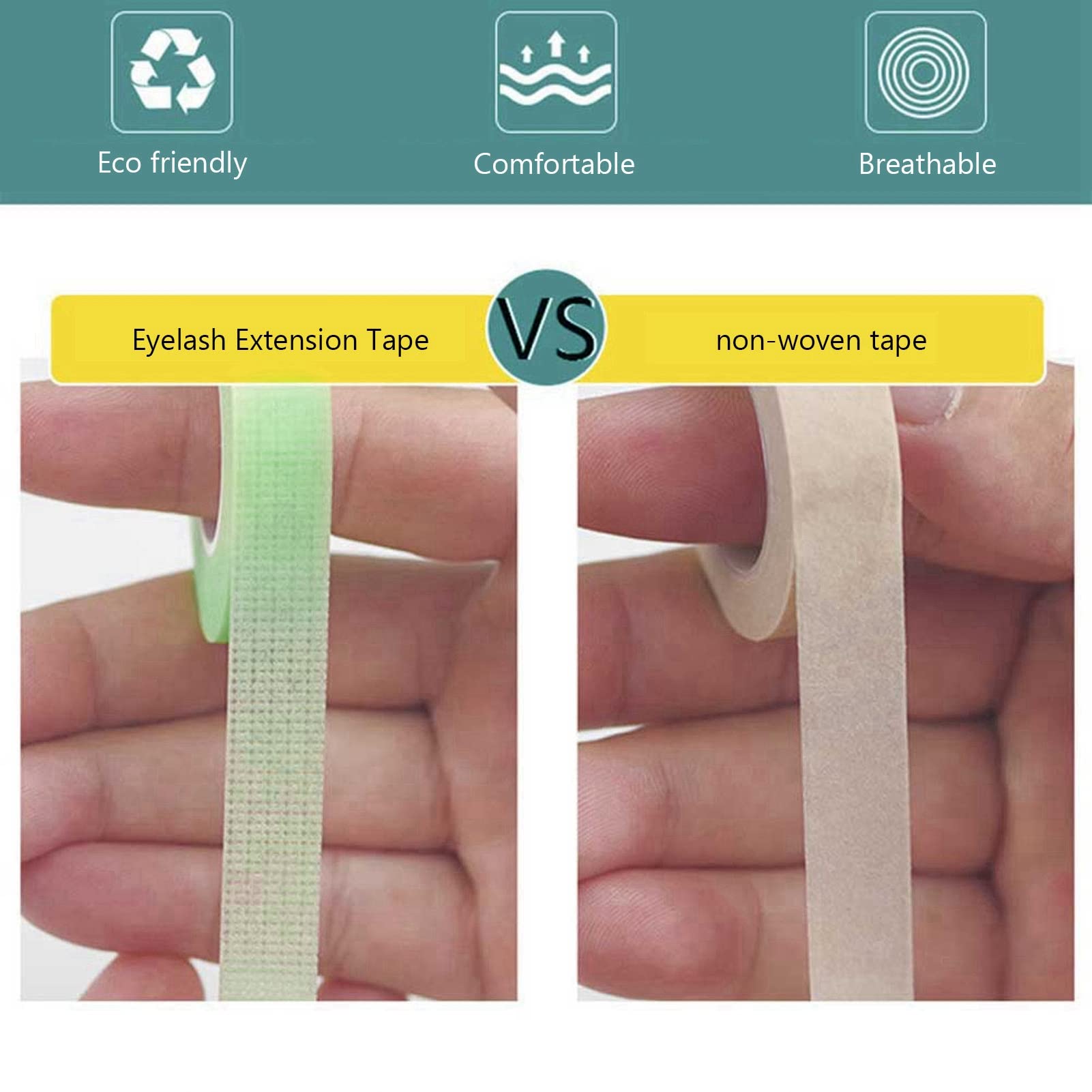 10 Rolls Eyelash Extension Tape - Green & Pink Breathable Adhesive Fabric Tape for Professional Lash Extensions | Hypoallergenic, Micropore Design | Perfect for Salon Use & DIY Lash Artists