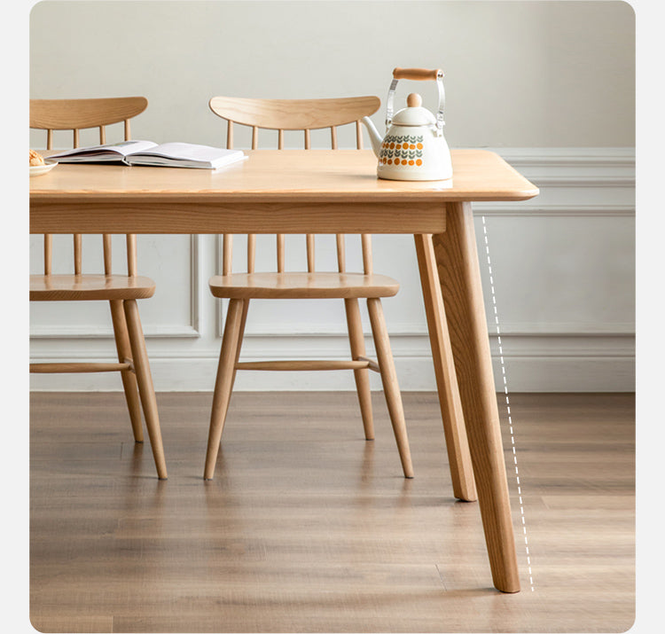 Solid Oak and Ash Wood Nordic Dining Table - Modern Scandinavian Style for Home, Kitchen, and Dining Room Decor