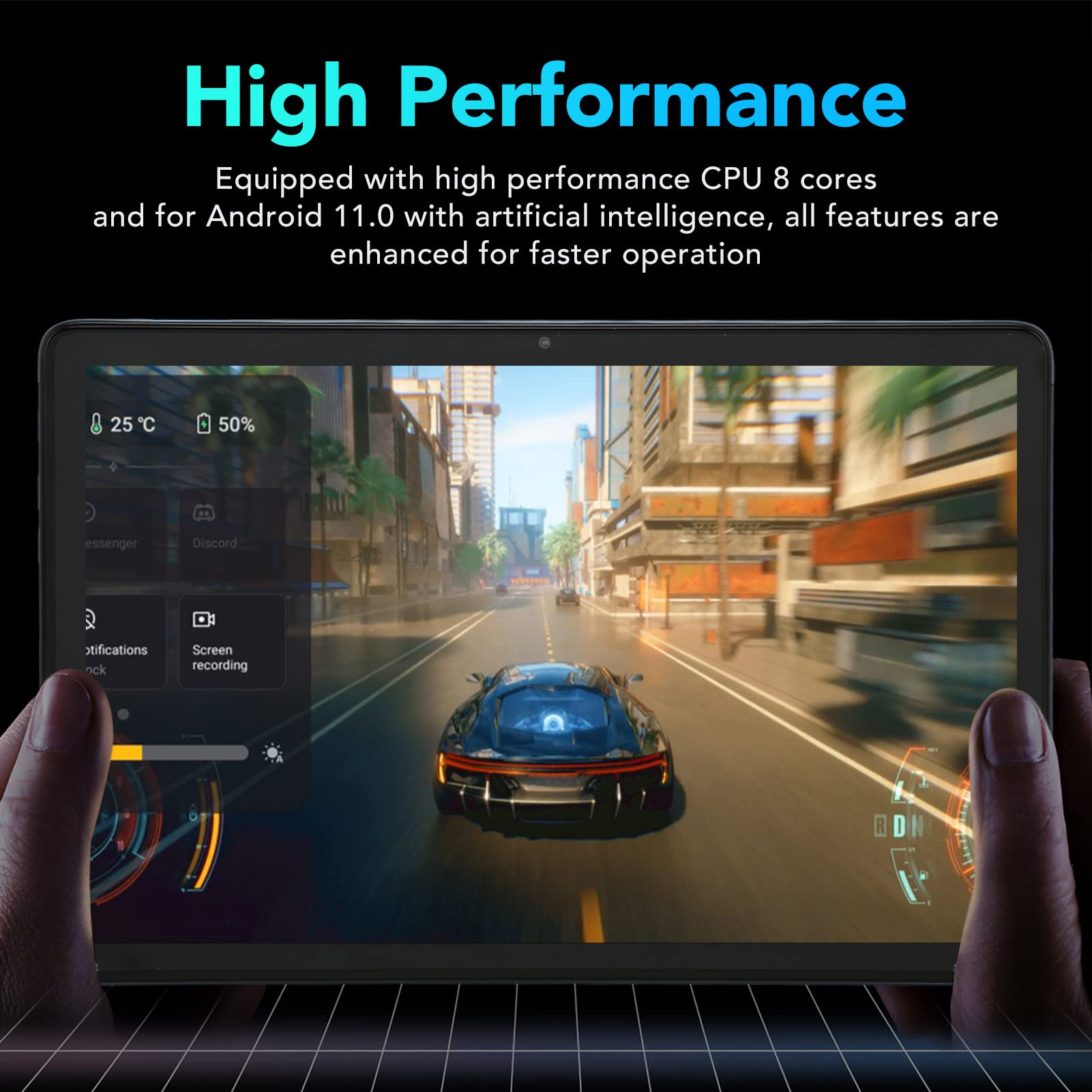 WINH 10.1 Inch Gaming Tablet with IPS Display, 8GB RAM 128GB Storage, Dual HD Camera - Portable Android Tablet for Travel, Work & Entertainment (Dark Blue) | Perfect for Gaming, Business Trips & Online Learning
