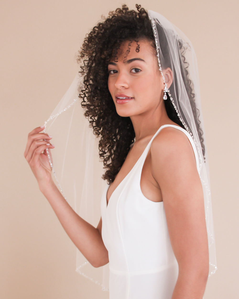 Julia Crystal Beaded Wedding Veil - Elegant Bridal Hair Accessory for Brides, Bridesmaids & Formal Events | Perfect for Church Ceremonies, Photoshoots & Special Occasions