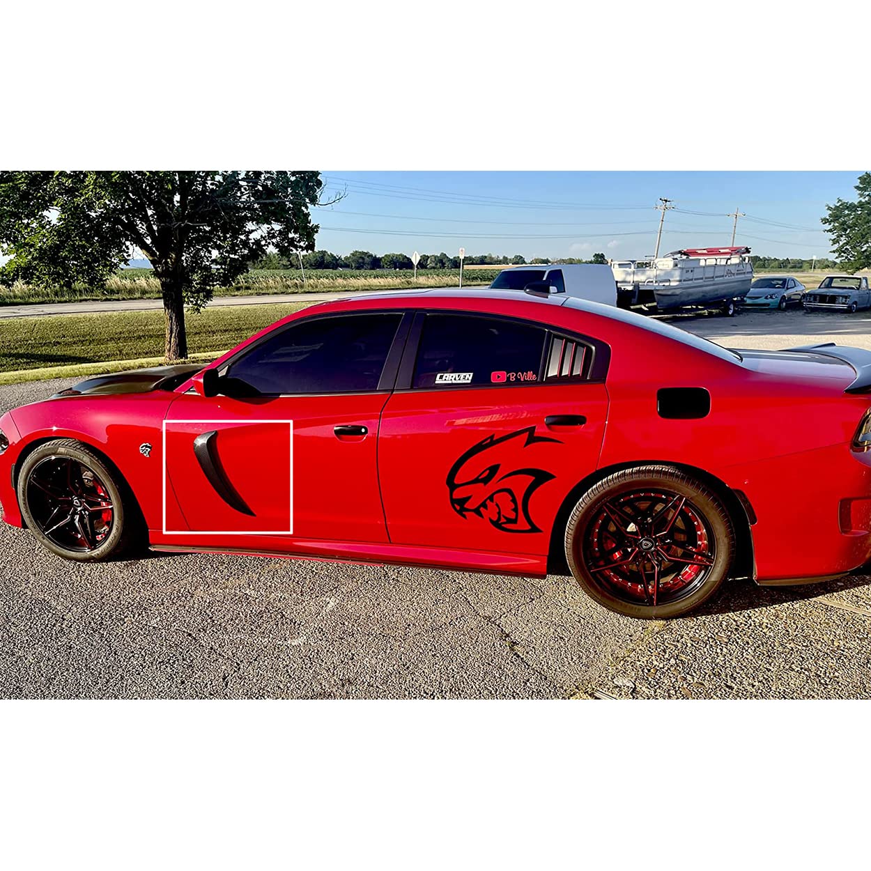 Custom ABS Front Door Side Fender Scoops & Air Vents for 2015-2022 Dodge Charger - 2-Piece Performance Trim Kit (Enhance Style & Airflow) - Perfect for Car Shows, Racing Events & Street Performance Upgrades