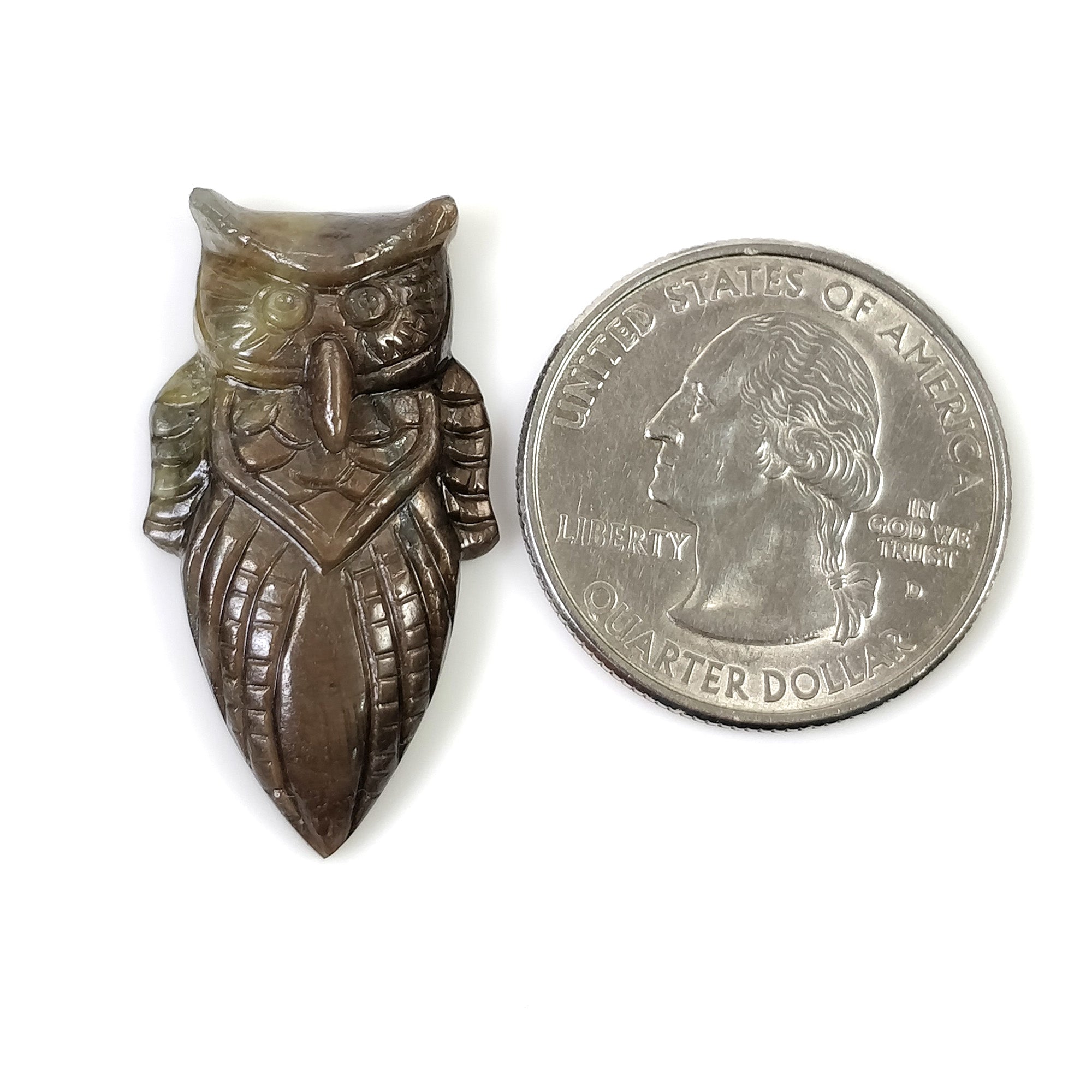 Natural Untreated Golden Brown Chocolate Sapphire Gemstone Carving - Hand Carved Owl Pendant for Jewelry Making & Collectors | Unique Gift for Birthdays, Anniversaries & Spiritual Healing