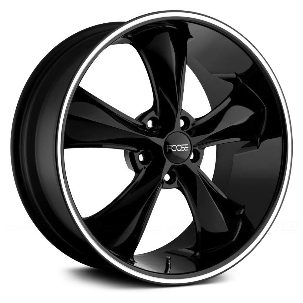 Foose F104 Legend Custom Black Wheels 18x9 with Machined Lip Stripe - 5x114.3 Bolt Pattern, 7 Offset, 72.6mm Hub - Perfect for Muscle Cars, Trucks & Custom Builds
