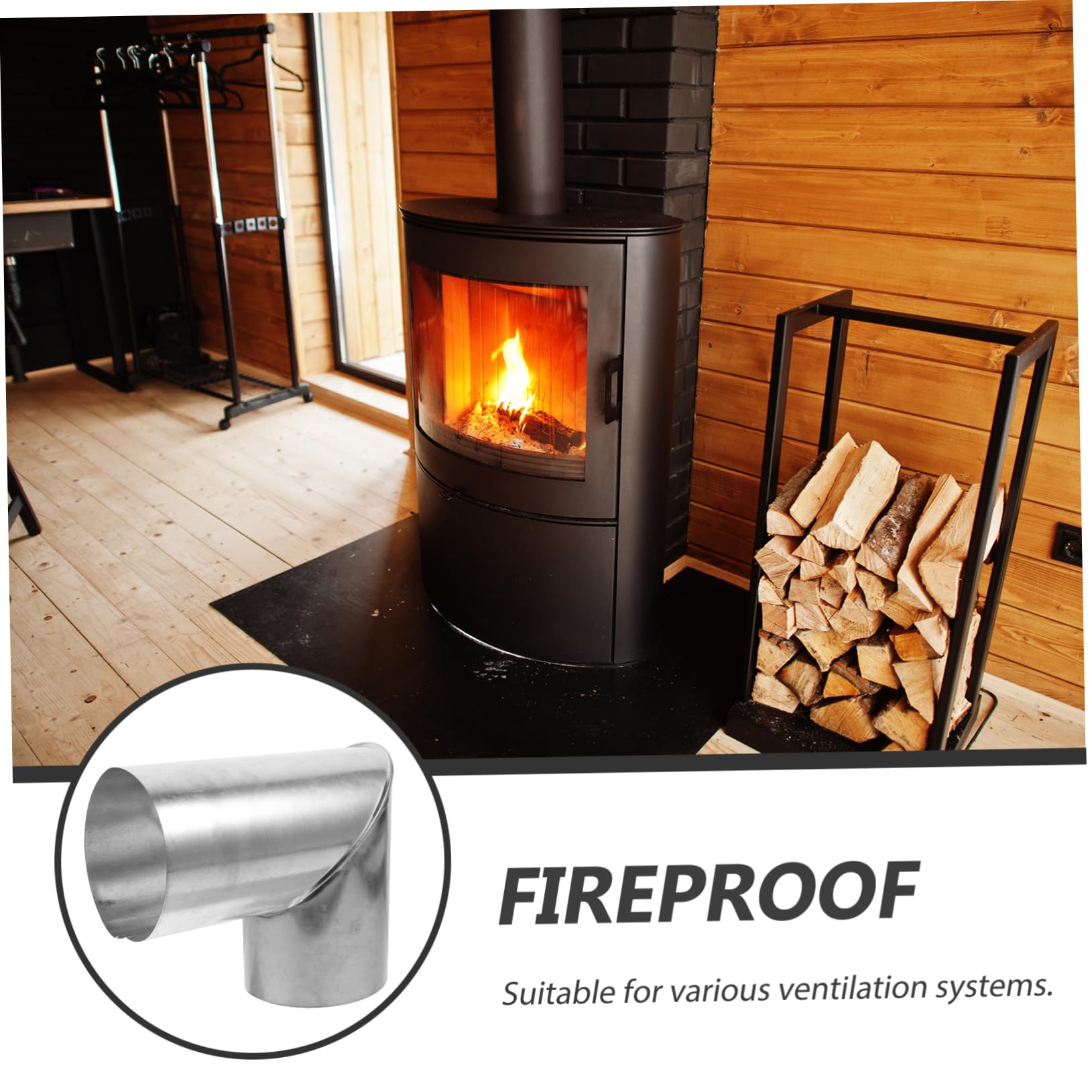 Cabilock 90 Degree Stainless Steel Stove Pipe - 15cm Chimney Flue for Wood Stove, Oven & Fireplace | Durable Metal Ventilation Hose for Kitchen Exhaust & Smoke Removal | Perfect for Home Heating, Outdoor Cooking & Camping
