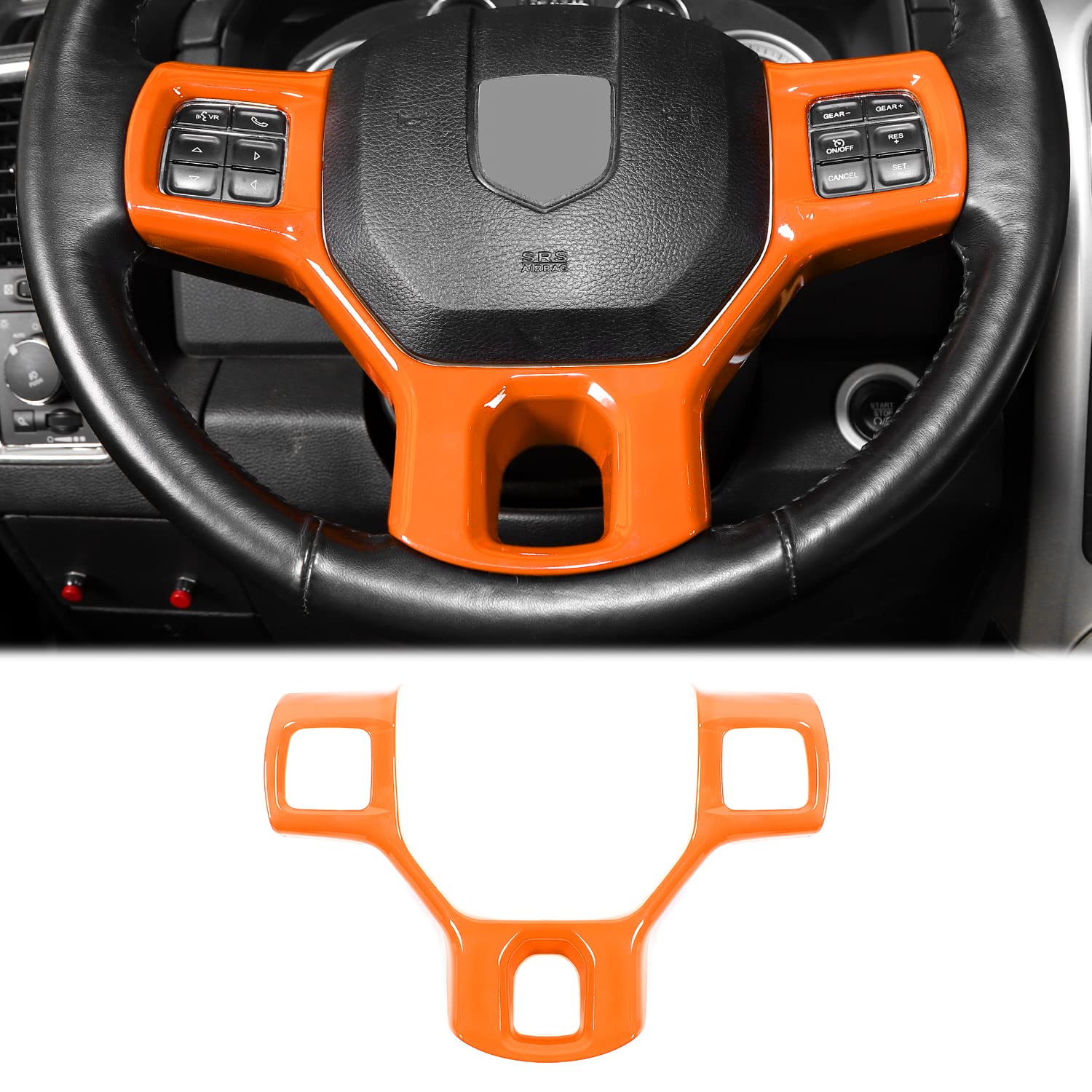 CheroCar Dodge RAM Steering Wheel Cover 2010-2017 - Orange Trim for Interior Decoration & Driving Comfort