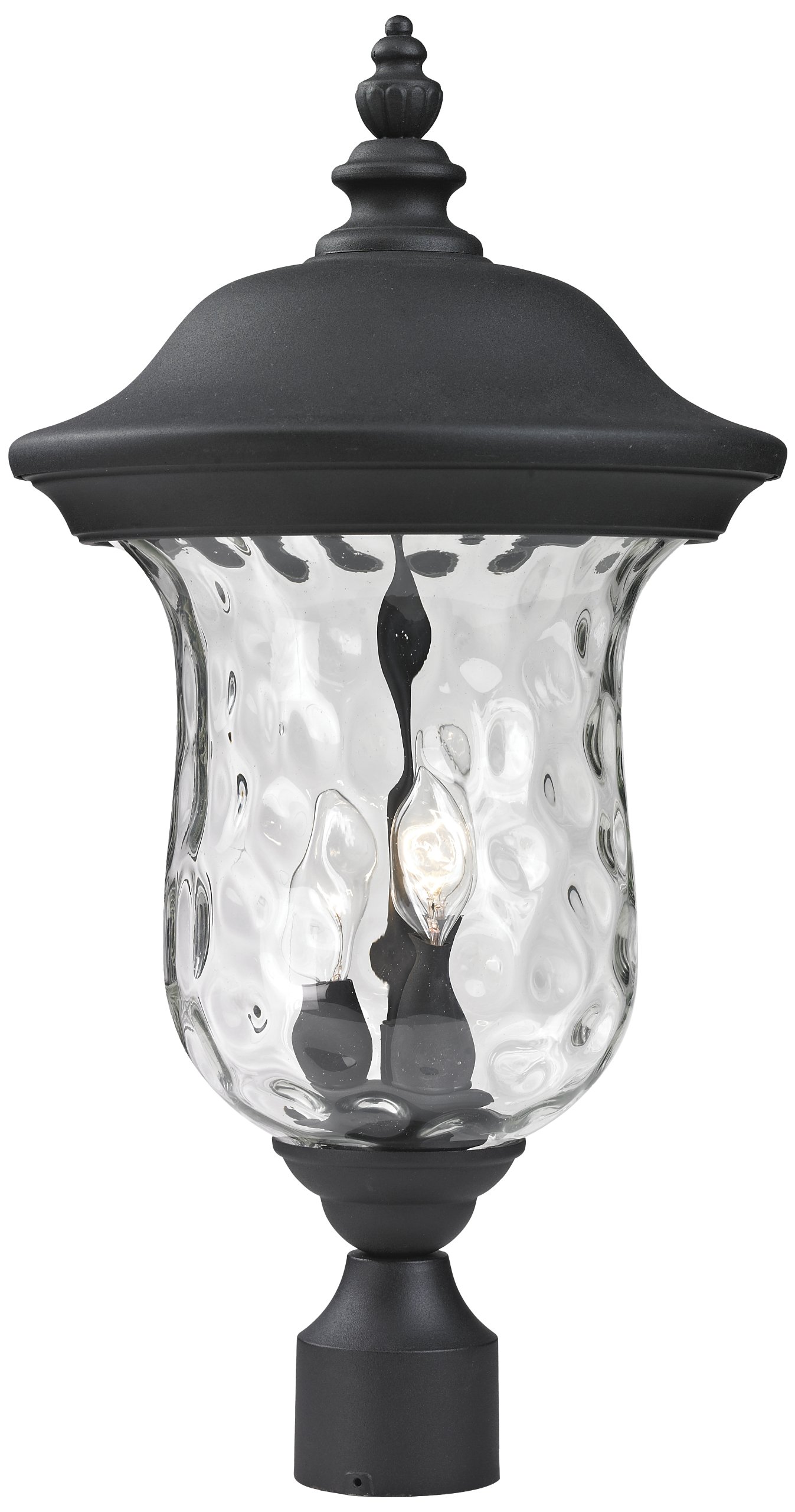 Z-Lite 533PHM-BK Black Aluminum Outdoor Post Light with Clear Water Glass Shade - Weatherproof Exterior Lighting for Patio, Garden, Walkway, and Driveway