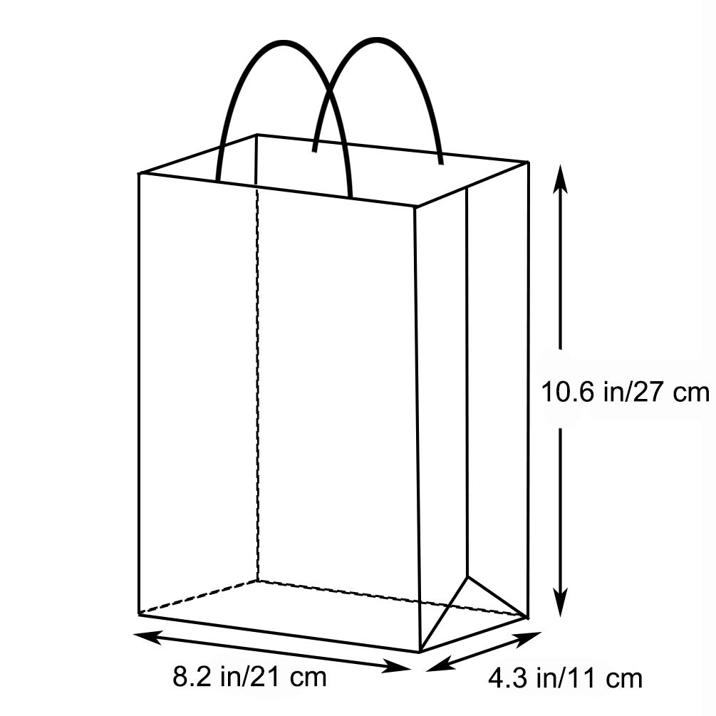 AZOWA Large Kraft Paper Gift Bags with Handles - 7.5 x 3.9 x 9.8 Inches, Grey (Pack of 12) - Perfect for Birthday Parties, Wedding Favors & Holiday Gift Wrapping