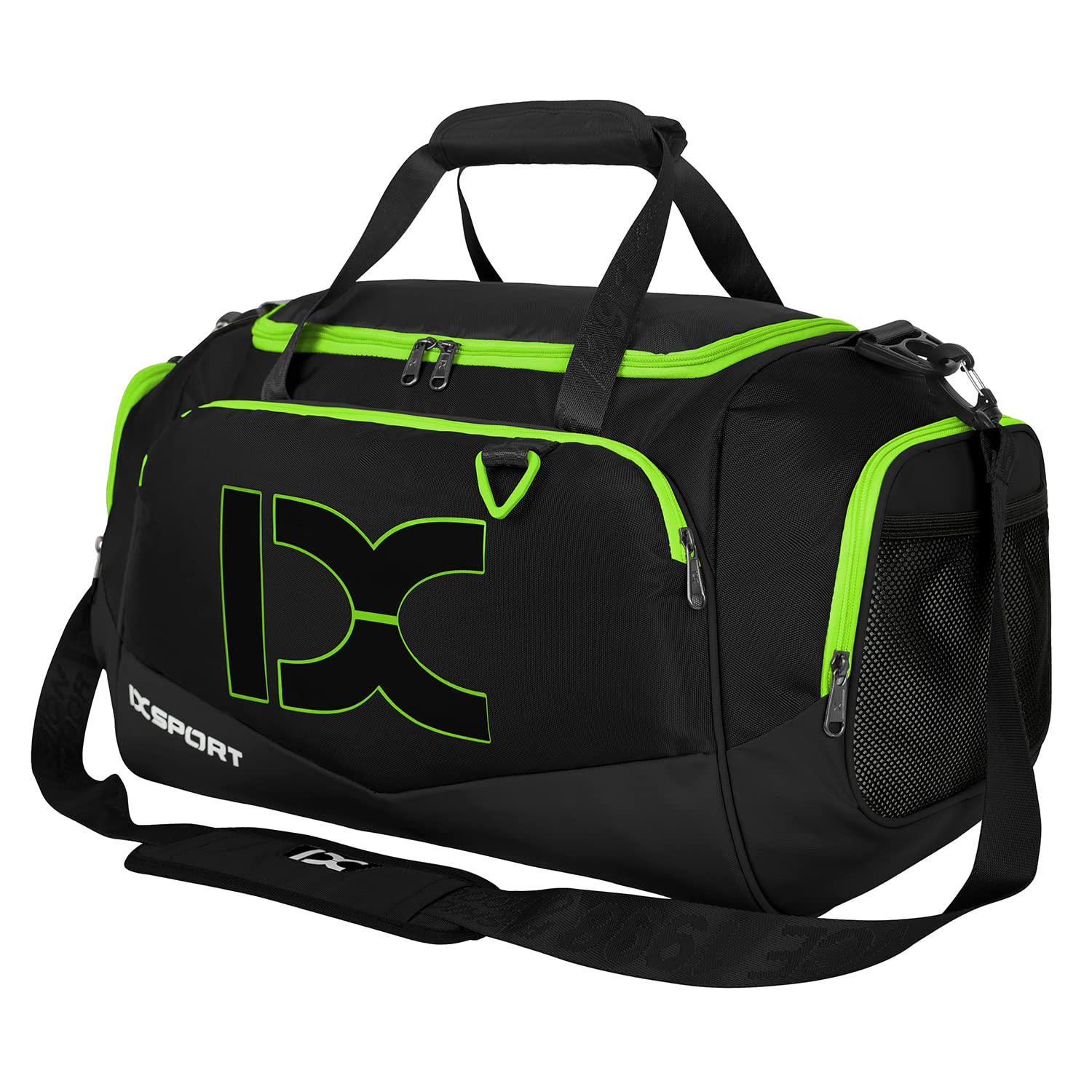 INOXTO 40L/55L Waterproof Gym Duffel Bag for Men & Women - Sports Travel Backpack with Wet/Dry Pocket & Shoe Compartment - Ideal for Fitness, Swimming, Workout & Weekend Trips (Black Green, 40L)