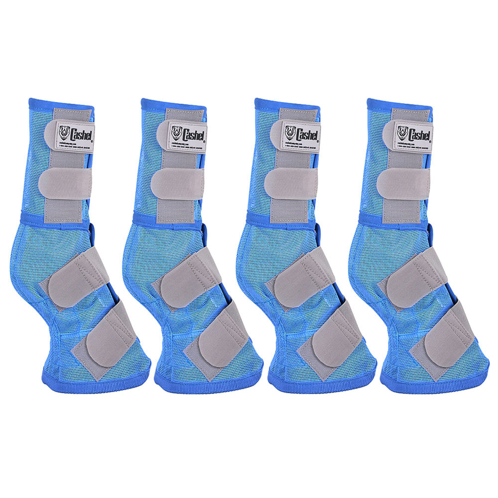 4 Pack Cashel Fly Prevention Warmblood Horse Leg Guard Cool Mesh Boots - Blue | Breathable & Lightweight Fly Boots for Horses, Perfect for Riding, Training & Pasture Protection