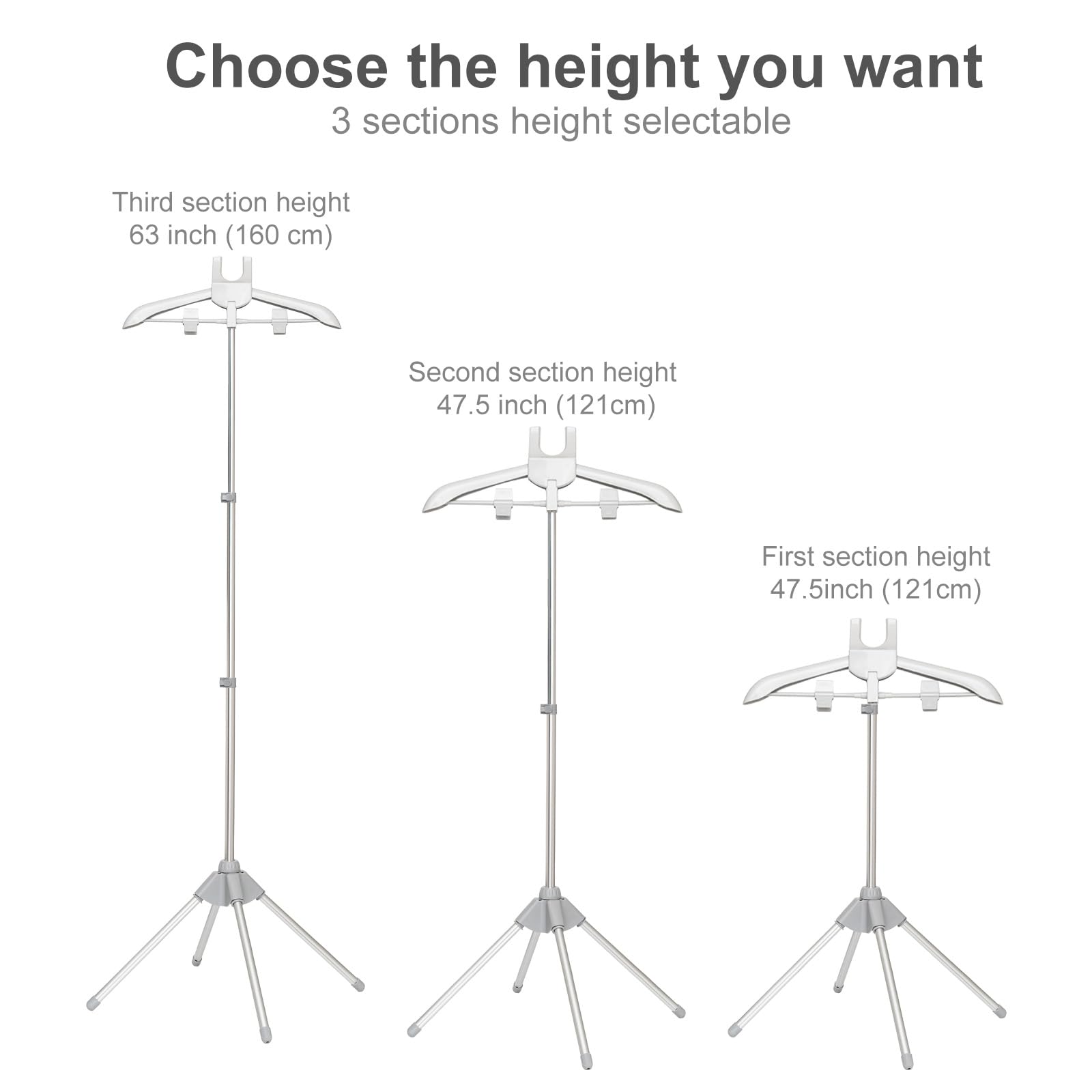 Portable Standing Clothes Steamer with Adjustable Hanger & Ironing Gloves | Foldable Garment Drying Rack | Handheld Steamer for Travel & Home Use | Perfect for Wrinkles Removal & Quick Ironing | Grey