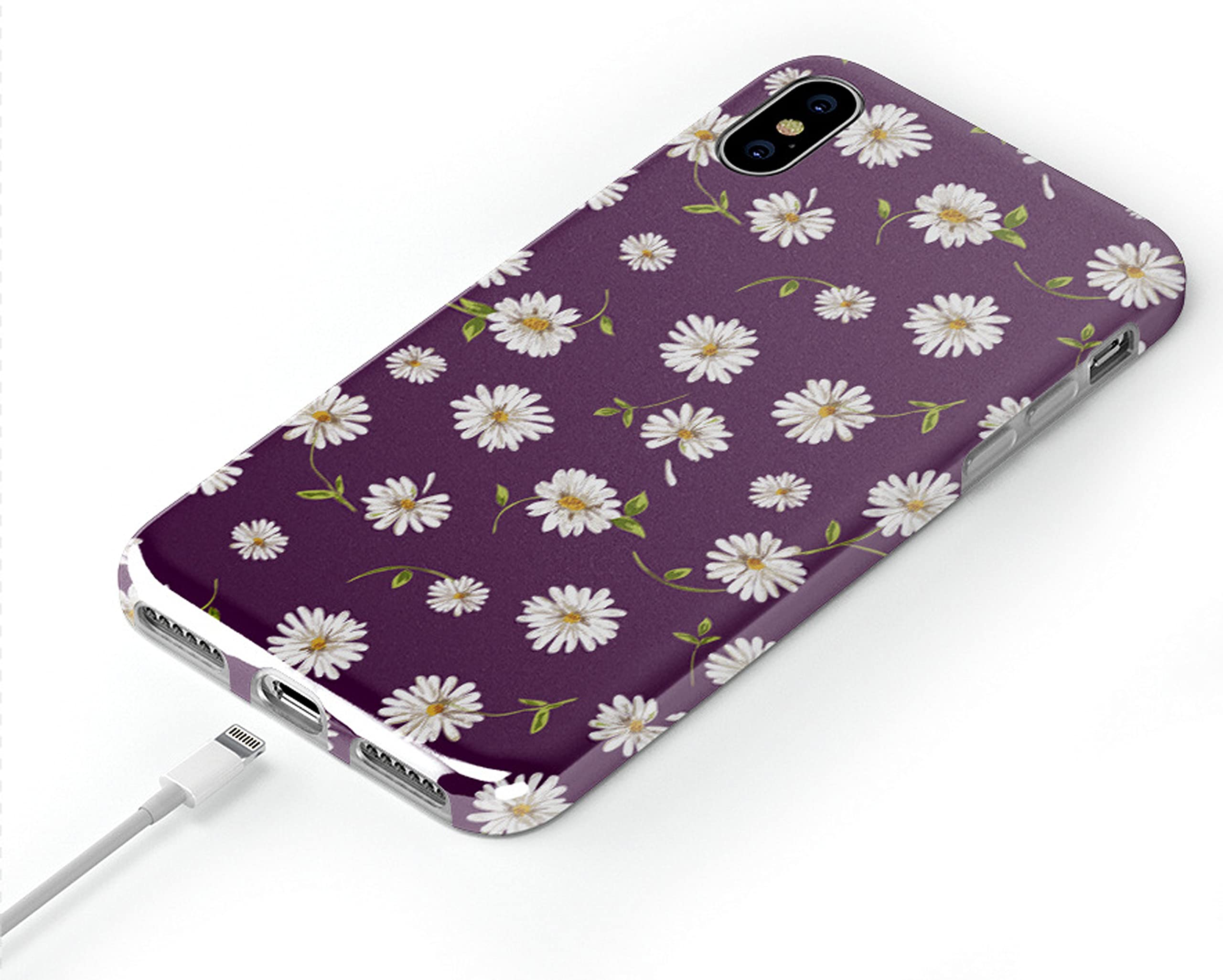 Casely iPhone X/XS Case - Daisy Daydream Plum Purple Floral Phone Cover | Slim Protective Case for Women & Girls | Perfect for Everyday Use, Work & Travel