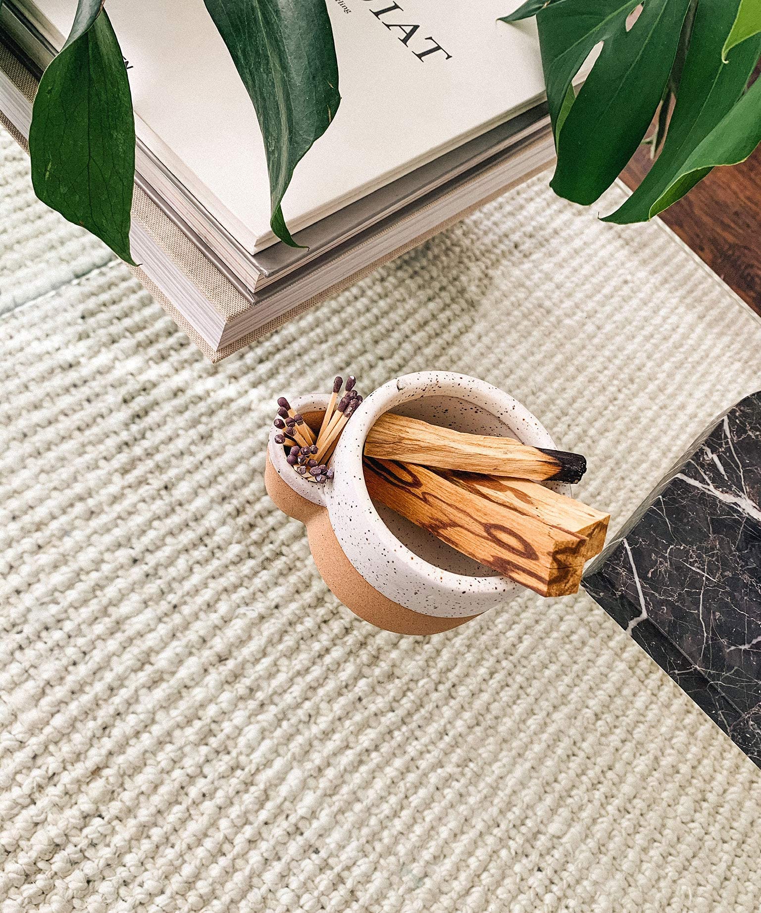 Bursera Terracotta Ceramic Bowl - Eco-Friendly Decorative Bowl with Side Slot for Matches | Smudging Burn Bowl for Sage & Palo Santo | Matchstick Holder & Candle Form | Handmade Pottery with Tree Planting Program | Perfect for Meditation, Home Decor & Spiritual Rituals