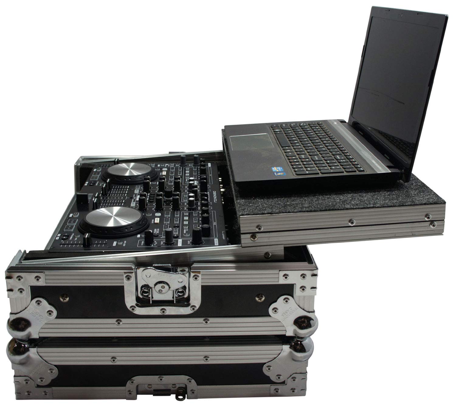 Harmony Audio HCDNMC6000LT Flight Glide Laptop Stand DJ Case - Compatible with Denon DN-MC3000 Mixer | Perfect for DJs, Music Producers & Live Performances