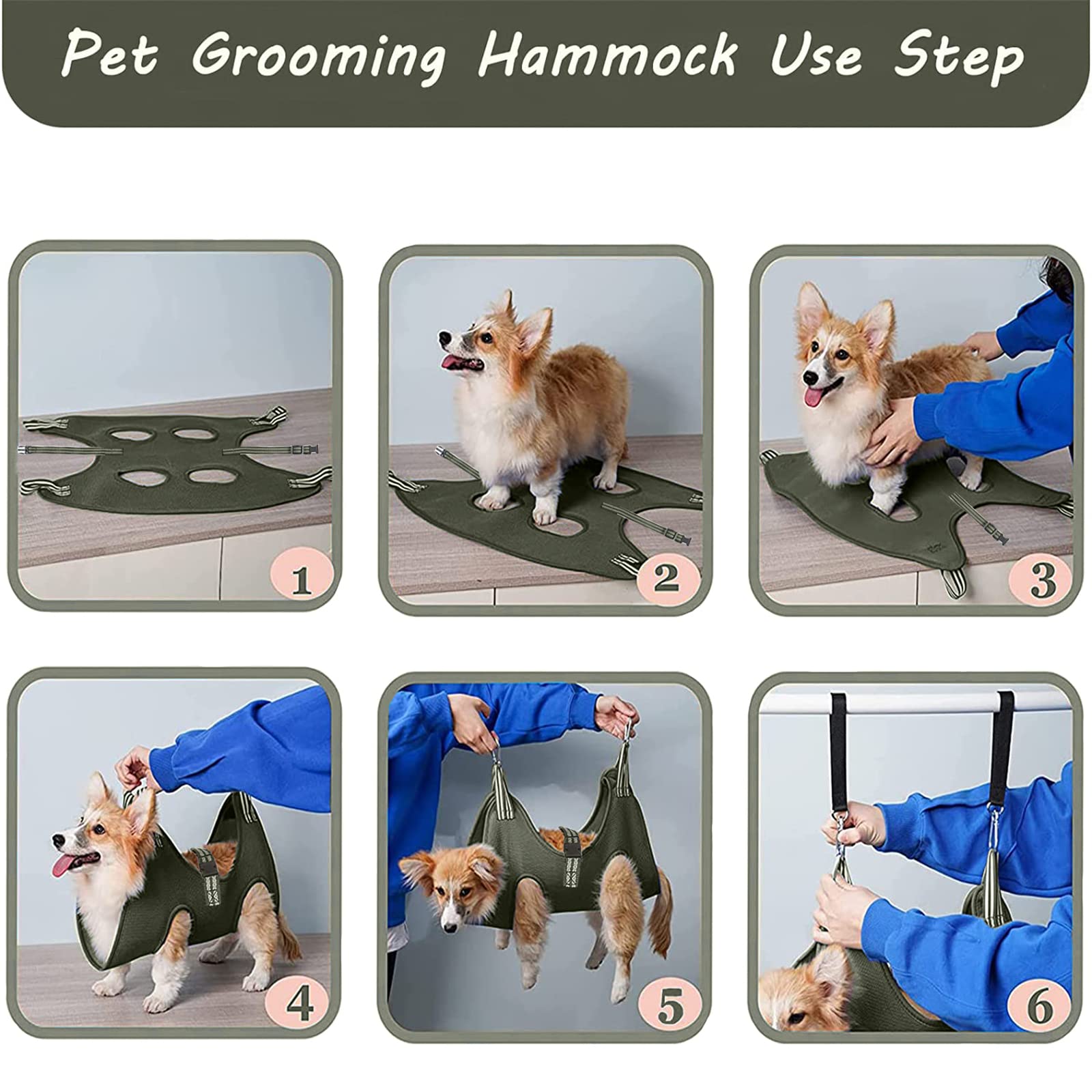 FEEGO Pet Grooming Hammock for Small Dogs & Cats - Adjustable Dog Grooming Sling Harness with Safety Straps - Perfect for Nail Trimming, Ear Cleaning, and Eye Care - Ideal for Home Pet Grooming and Vet Visits