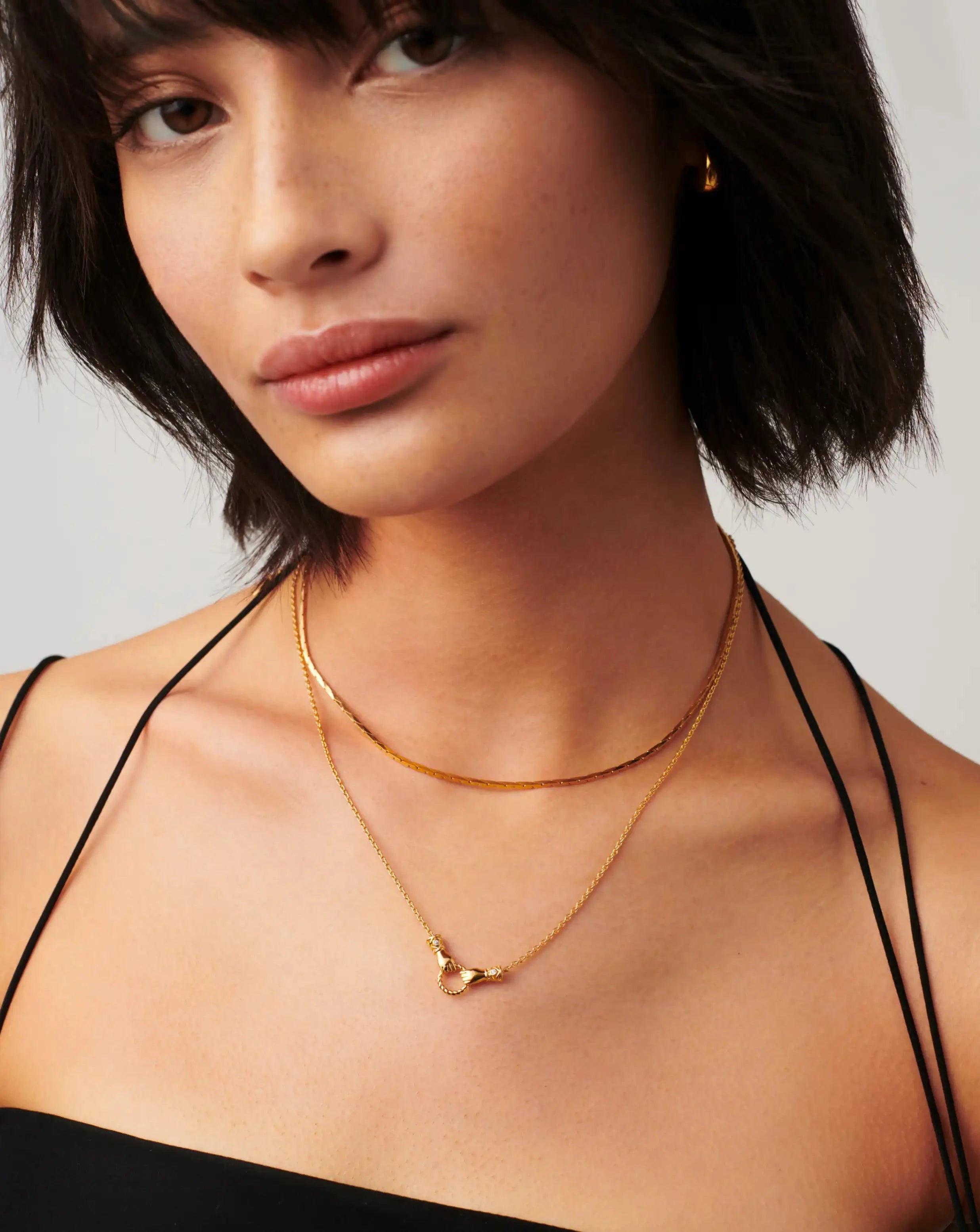 Harris Reed In Good Hands Chain Necklace Set - 18k Gold Plated Jewelry for Women, Dainty Layered Necklace Gift for Her | Perfect for Date Night, Parties & Special Occasions