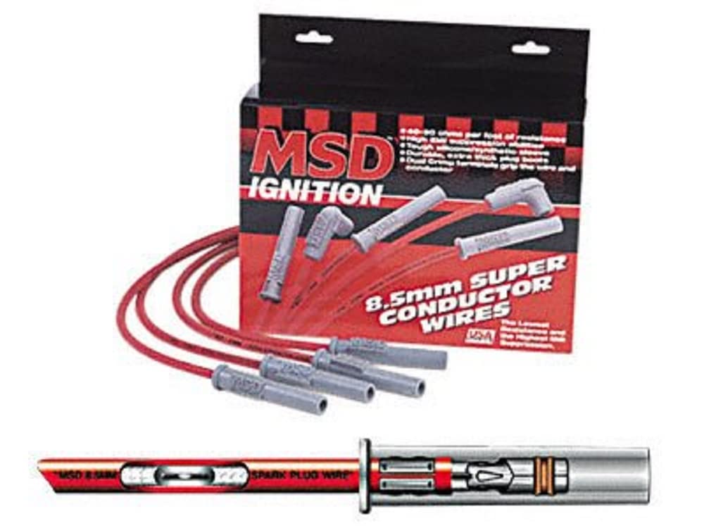 MSD 31803 Black 8.5mm Super Conductor Spark Plug Wire Set - High Performance Ignition Wires for Cars, Trucks & Racing Vehicles - Perfect for Engine Upgrades & Tuning