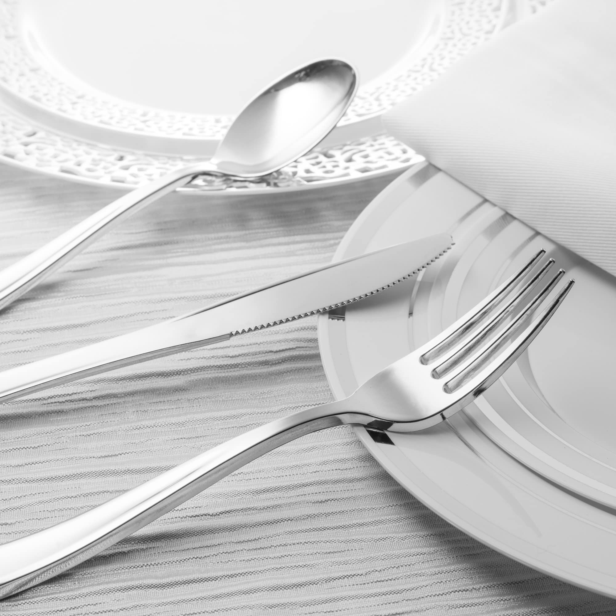 75-Pack Premium Plastic Silver Forks - Heavy Duty Disposable Cutlery Set for Parties, Weddings & Events - Glossy Silverware for Catering, Picnics & Home Use - Durable Plastic Forks by Stock Your Home