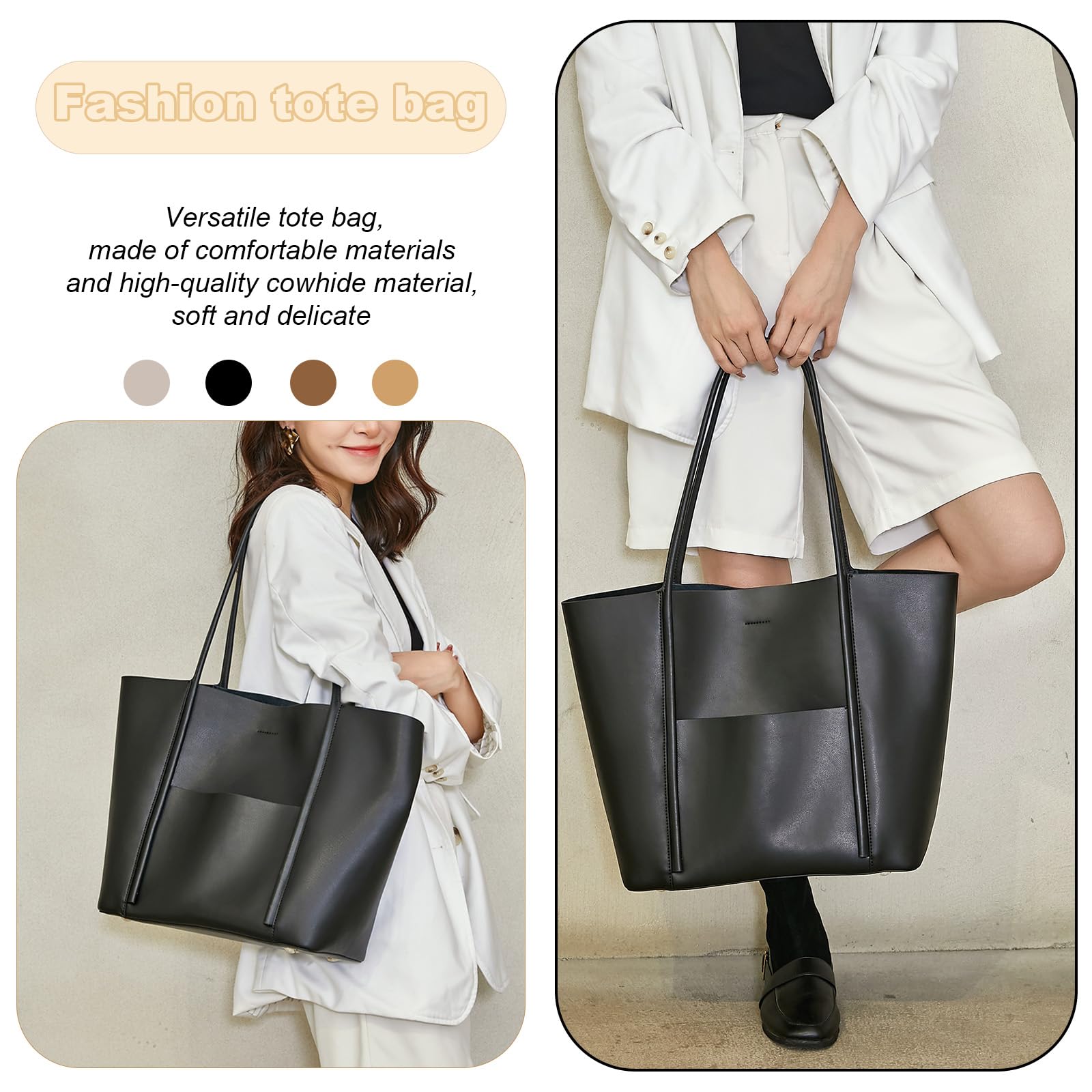 Premium Genuine Leather Tote Bags for Women - Spacious Large Capacity Work Bag, Stylish Top Handle Shoulder Purse | Perfect for Office, Travel & Everyday Use