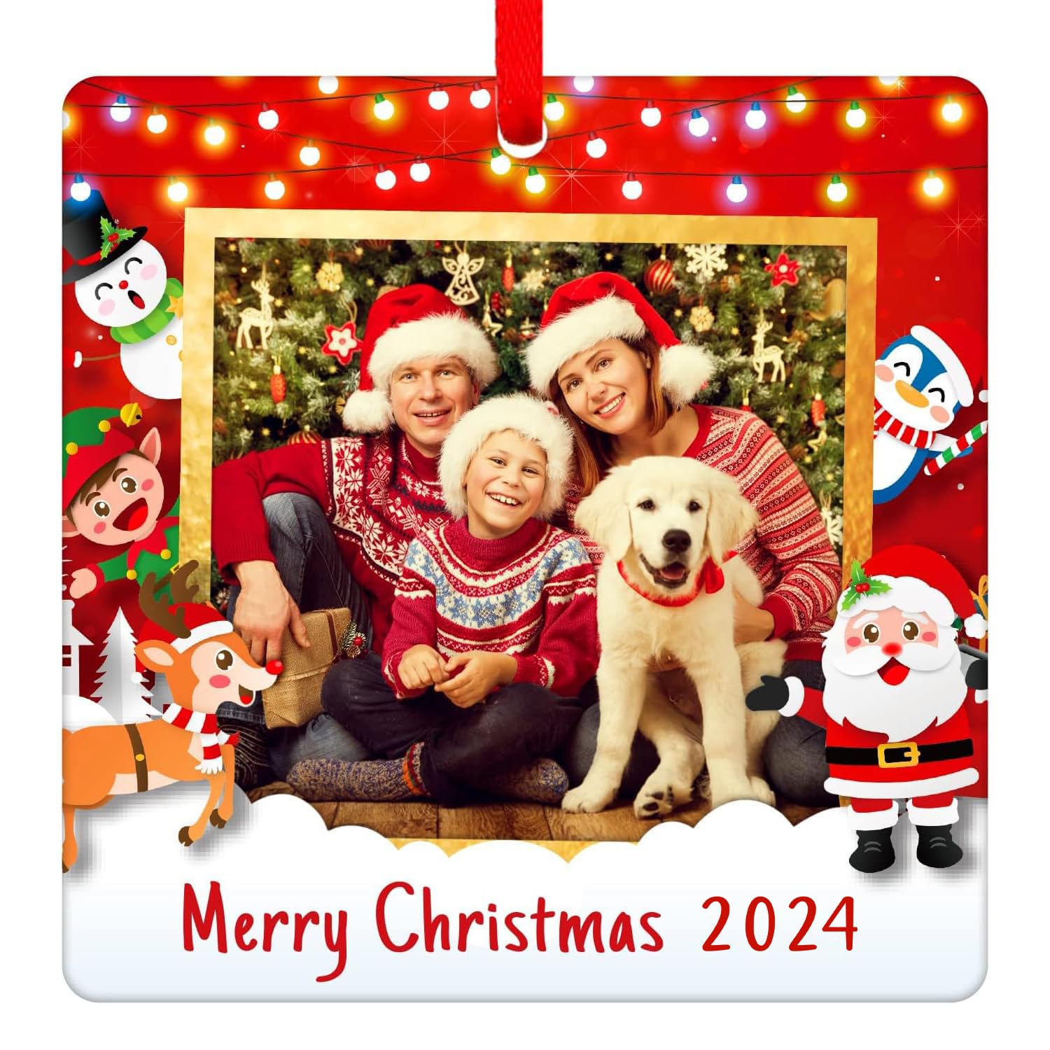 Personalized Double-Sided Acrylic Christmas Photo Ornament 2024 - Custom Picture Frame for Christmas Tree - Family Holiday Keepsake Gift (Perfect for Stocking Stuffers, Tree Decor & Festive Home Display)