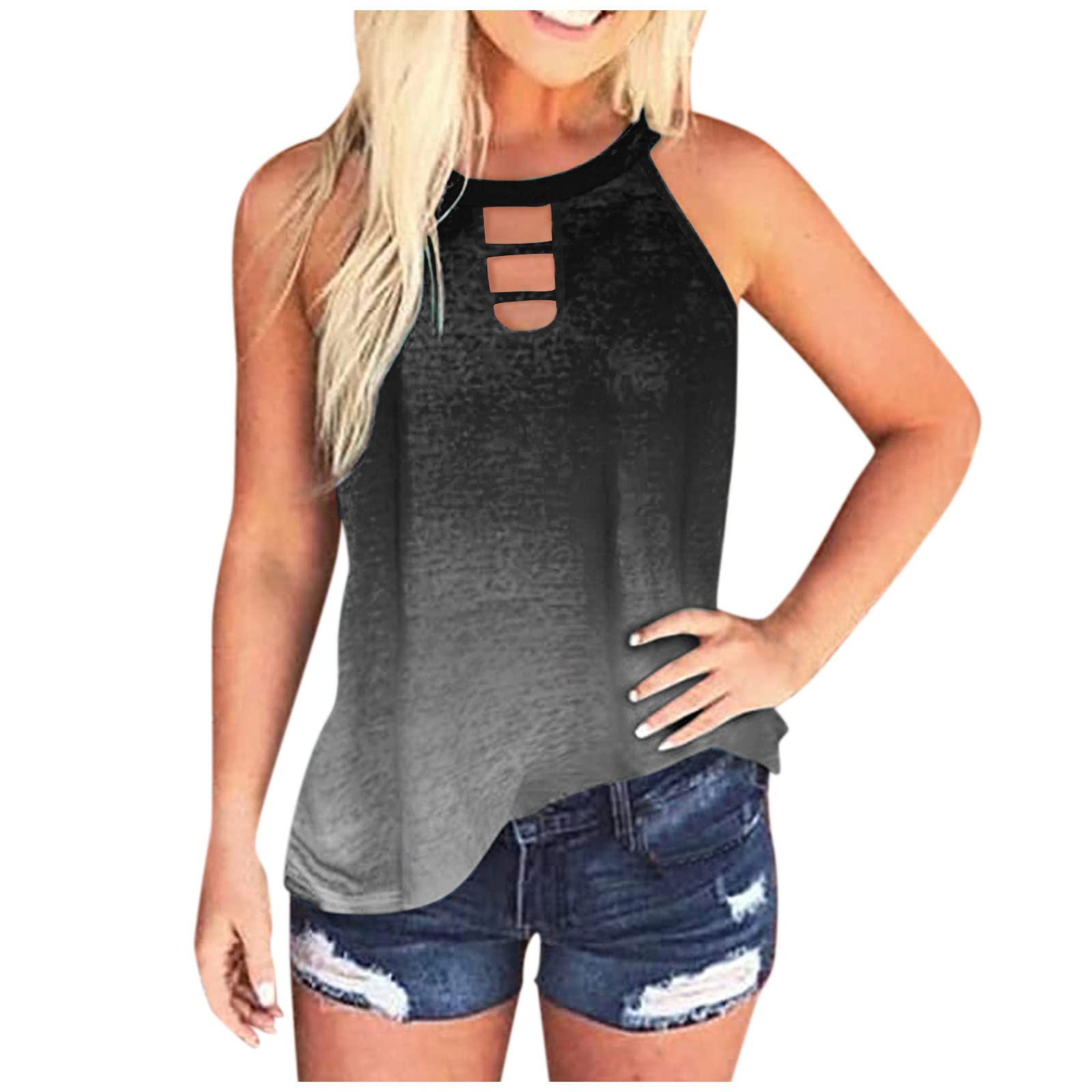 Gibobby Women's Casual V-Neck Ruffle Sleeve Summer Tank Tops - Breathable Comfort for Beach, Travel & Everyday Wear