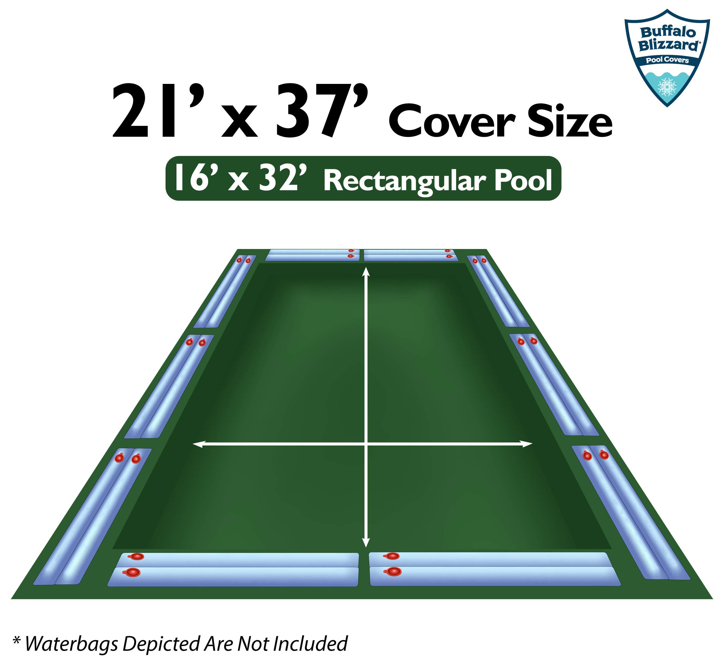 Buffalo Blizzard Ripstopper Green Winter Pool Cover for 16x32 ft Rectangle In-Ground & Above Ground Pools | 5 ft Overlap | Heavy-Duty Material for Secure Installation | Perfect for Winter Protection & Snow Load Resistance