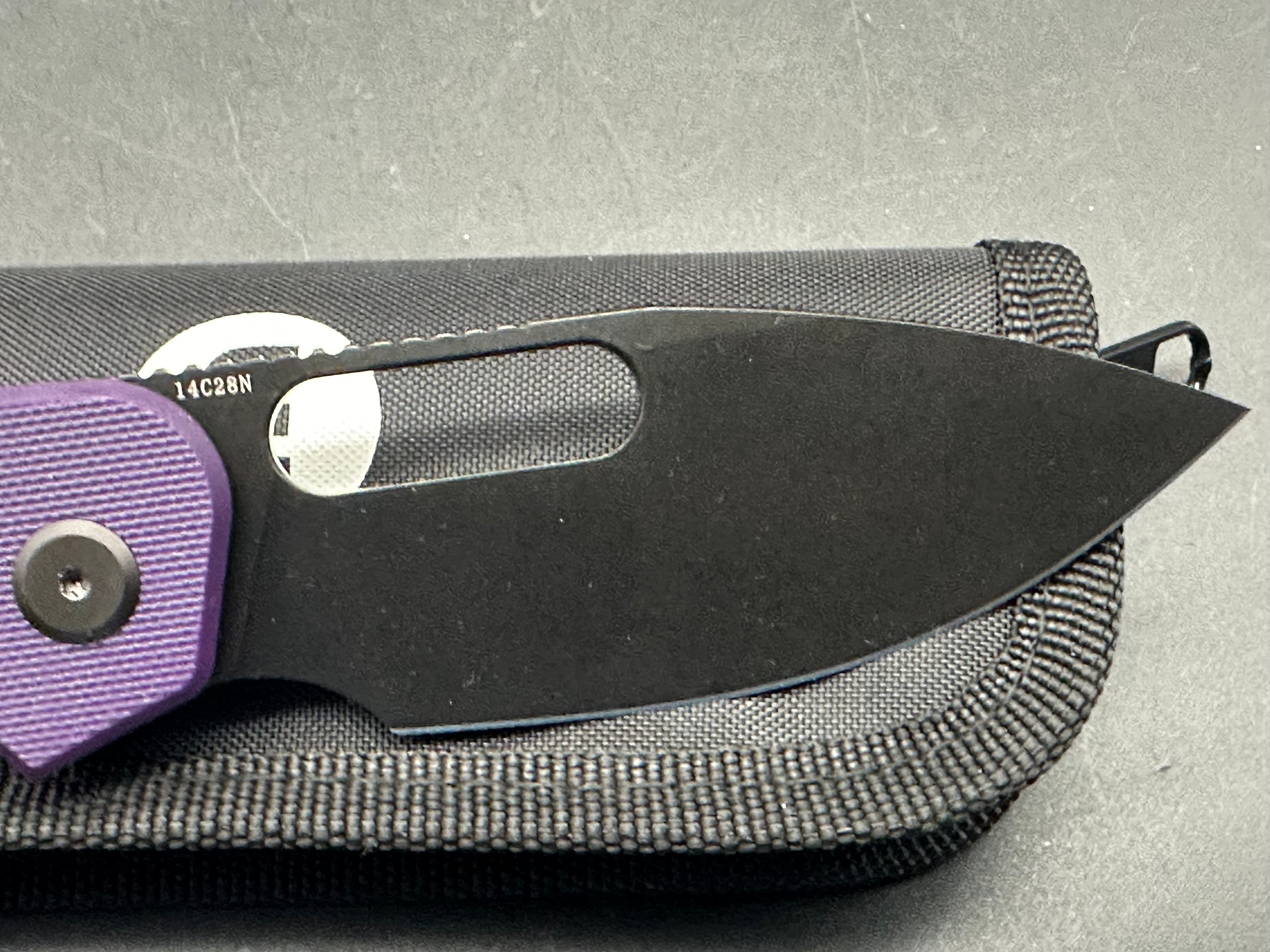 Eutektik EFD Purple BlackWashed Folding Knife with LTK Koozie, Patch & Sticker - Perfect for Camping, Hiking & Outdoor Adventures