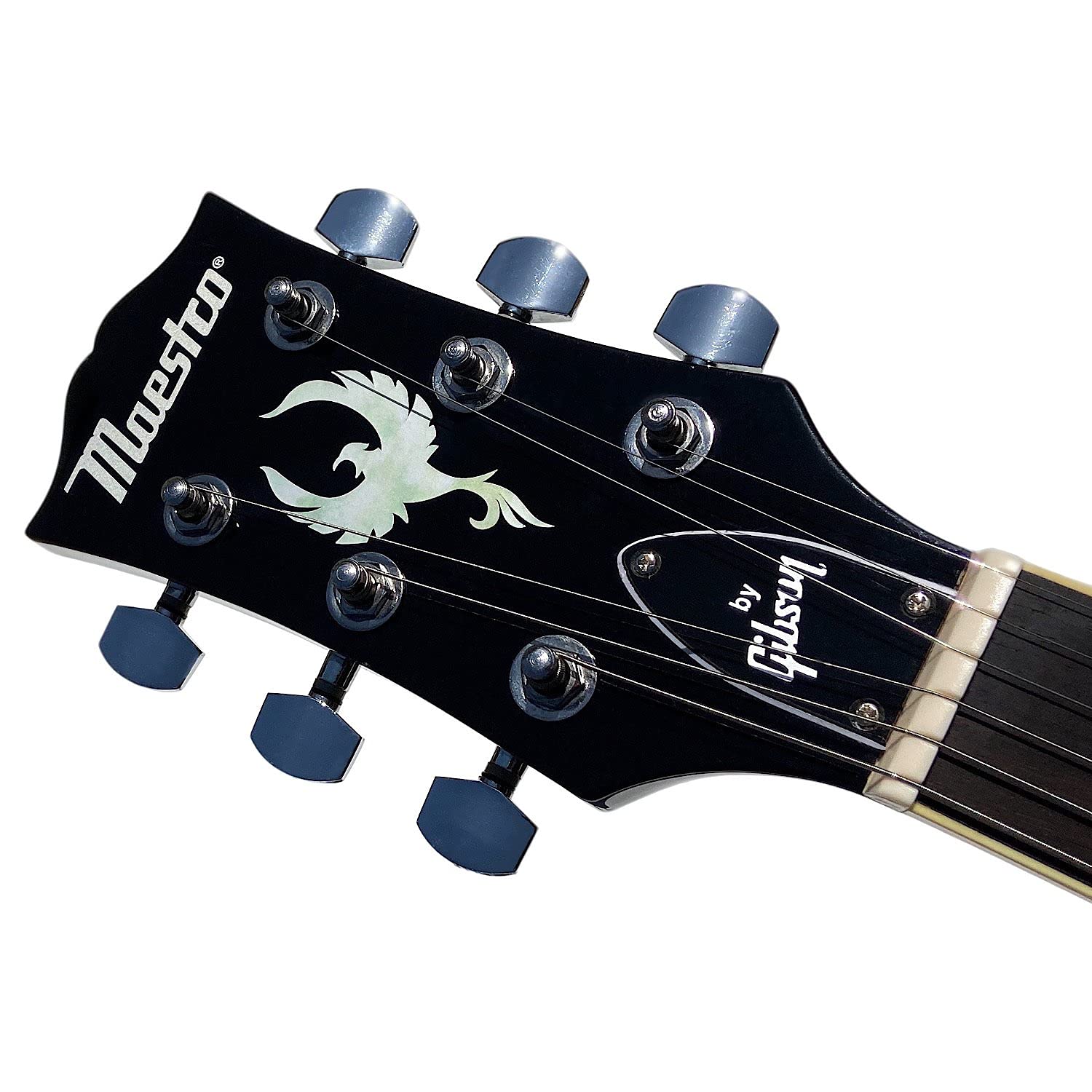 Phoenix Bird Guitar Headstock Inlay Sticker - White Pearl for Custom Decoration
