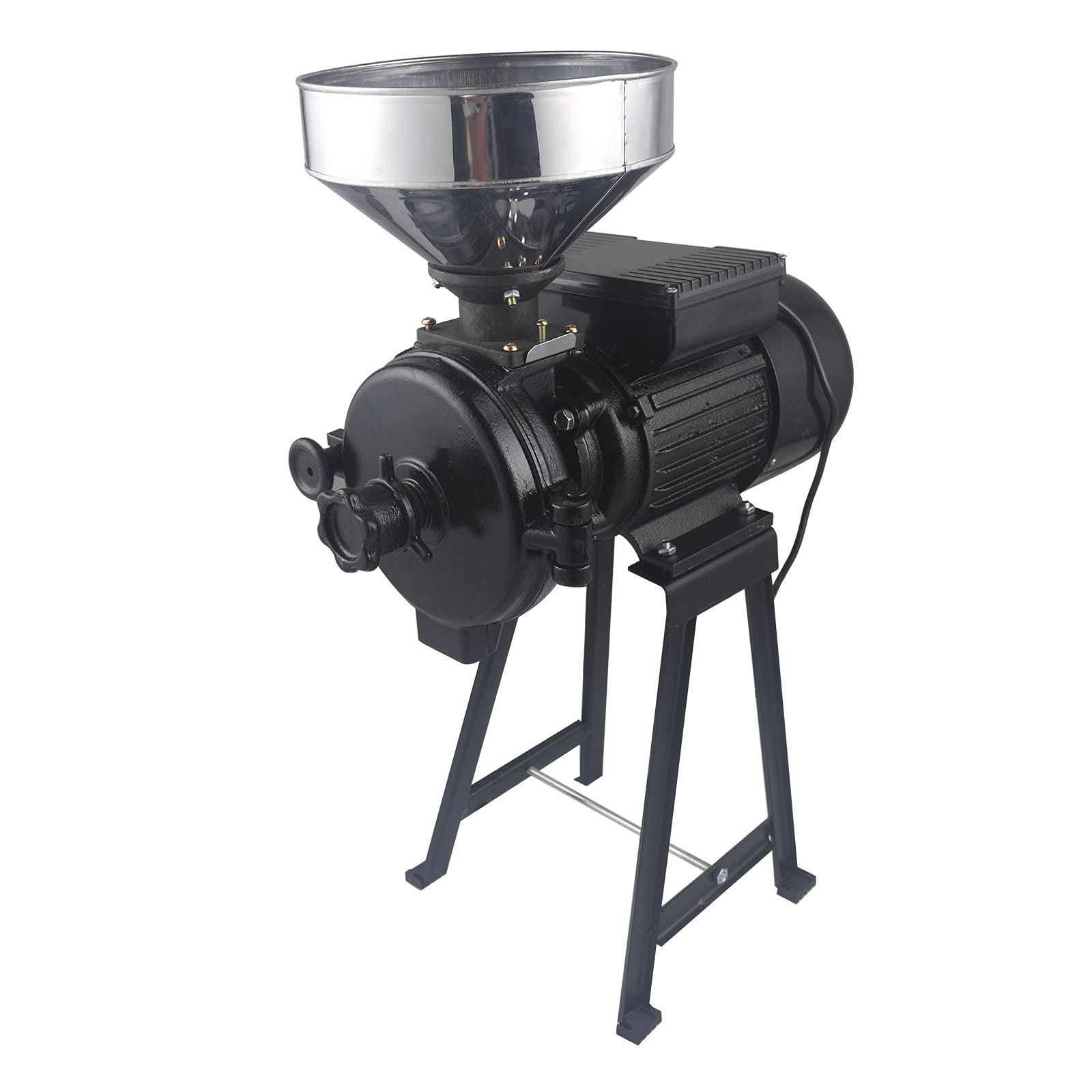 Commercial Electric Grain Mill Grinder 2200W - Heavy Duty 110V/220V Milling Machine for Rice, Corn, Coffee, Wheat - Perfect for Home & Commercial Use with Funnel (Black) - Ideal for Bakeries, Coffee Shops & Farm Grain Processing