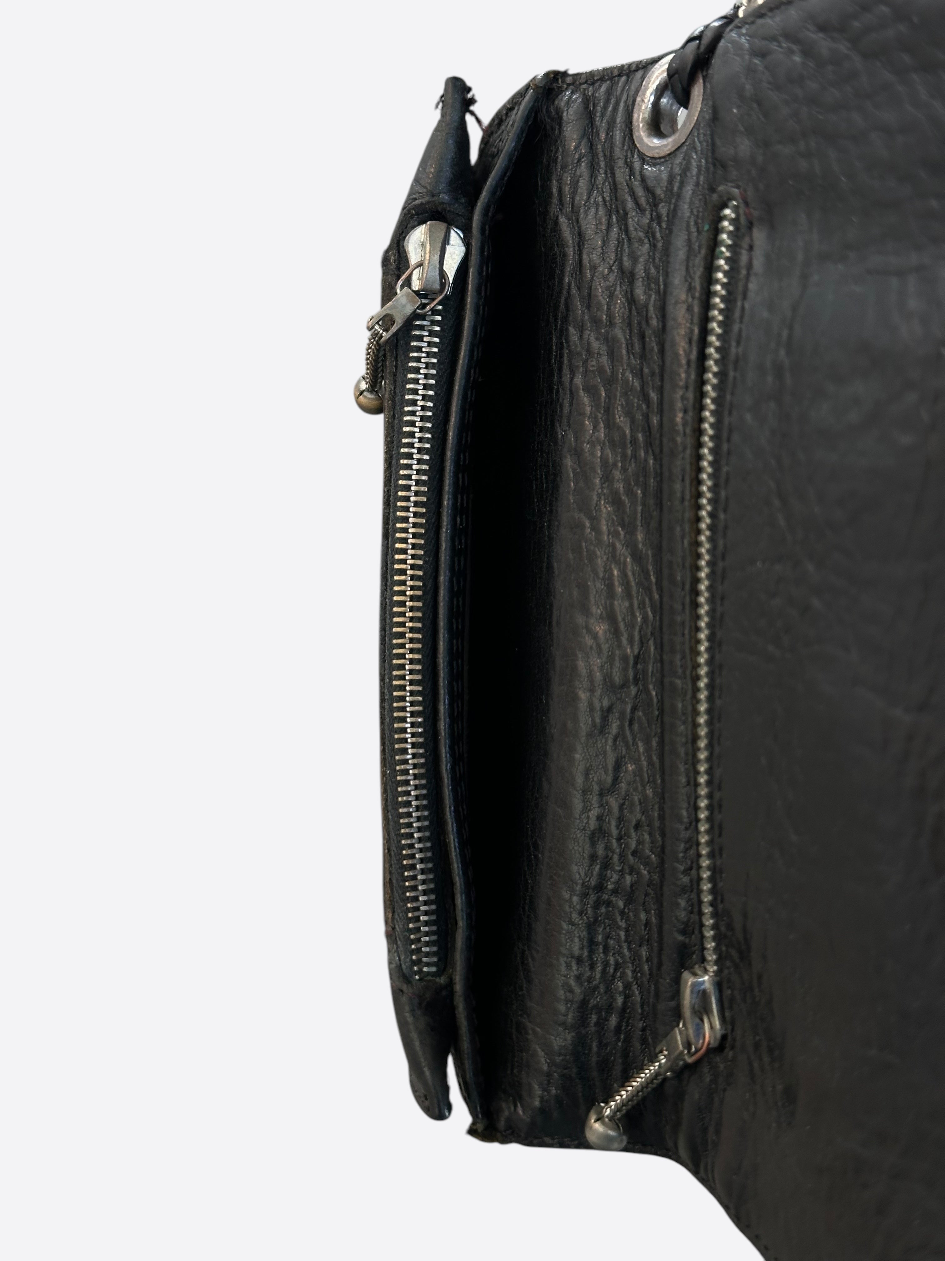Chrome Hearts Black Leather Bolo Cord Wallet for Men - Stylish Slim Bifold Credit Card Holder with Chain - Perfect for Everyday Use, Travel & Night Out