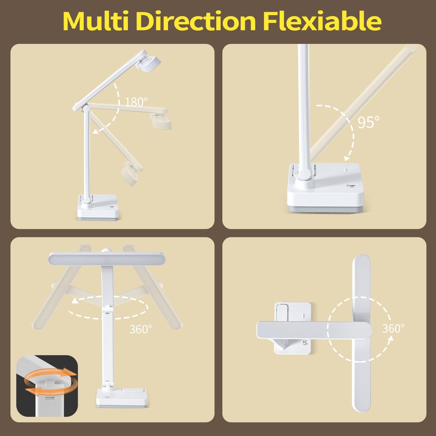 Rechargeable 50 LED Cordless Desk Lamp with 4000mAh Battery - Touch Control, 3 Brightness Modes, Dimmable, 20 Inch Tall Reading Light for Bedroom, Office & Study (USB/Outlet Powered) - Perfect for Night Reading, Working & Bedside Use