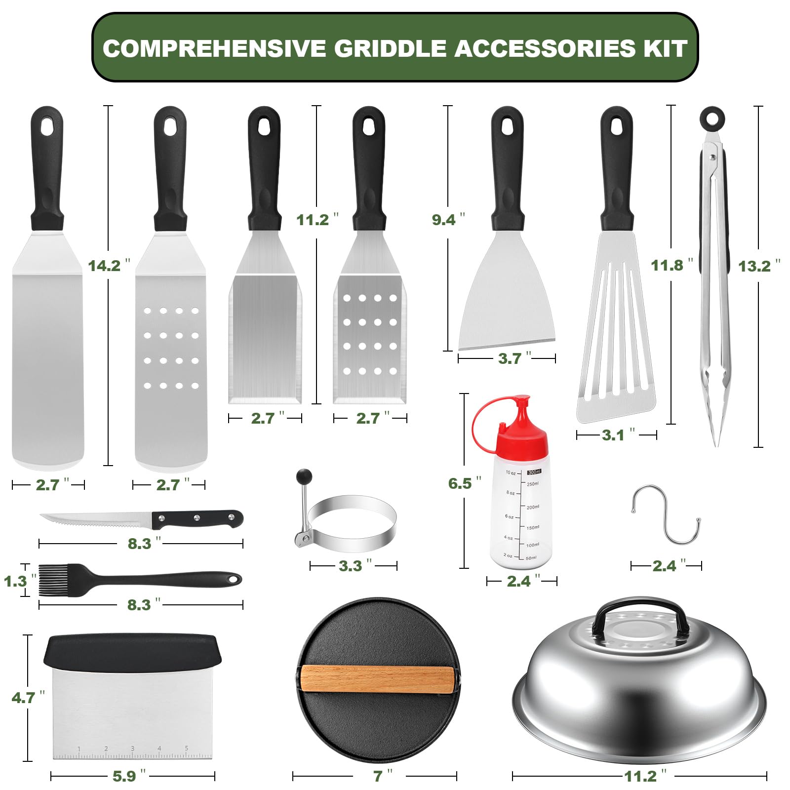 **30-Piece Griddle Accessories Set for Blackstone & Camp Chef Flat Top Grills – Heavy Duty Grill Spatulas, Basting Cover, Scraper – Perfect for Outdoor BBQ, Backyard Cooking & Camping**