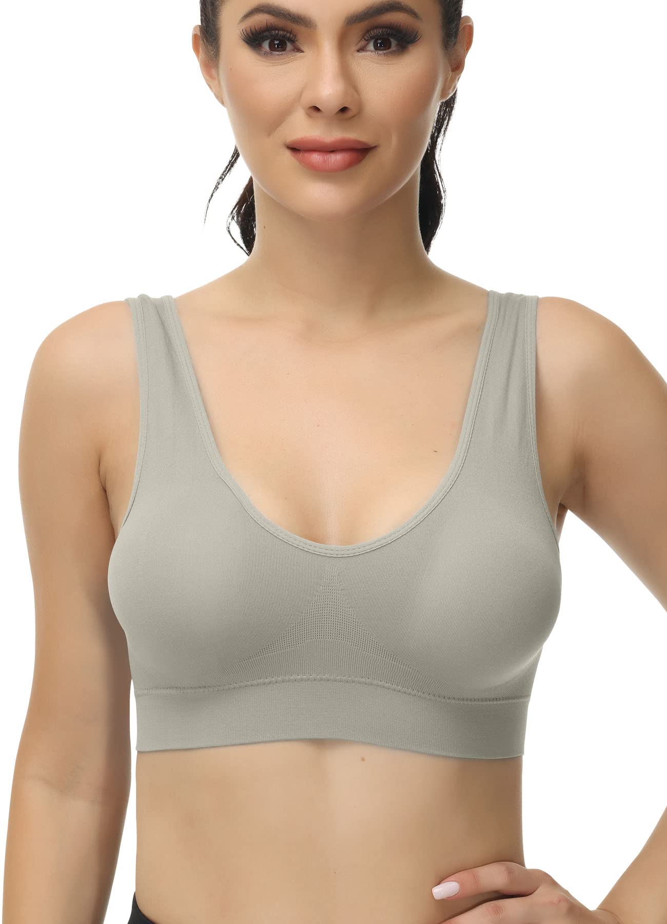 TOBWIZU Women's Medium Support Sports Bras with Pocket - Yoga, Gym & Workout Activewear for Running, Fitness & Daily Wear
