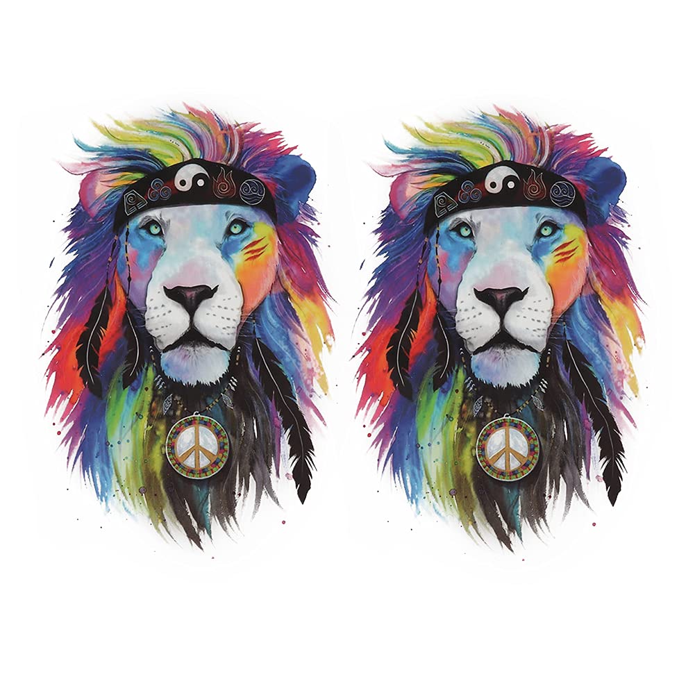 2pcs Heat Transfer Patches for Clothes - Washable Iron-On Applique Stickers (No.5 Gossip Lion Design) - DIY Fabric Decoration for T-Shirts, Jackets & Bags